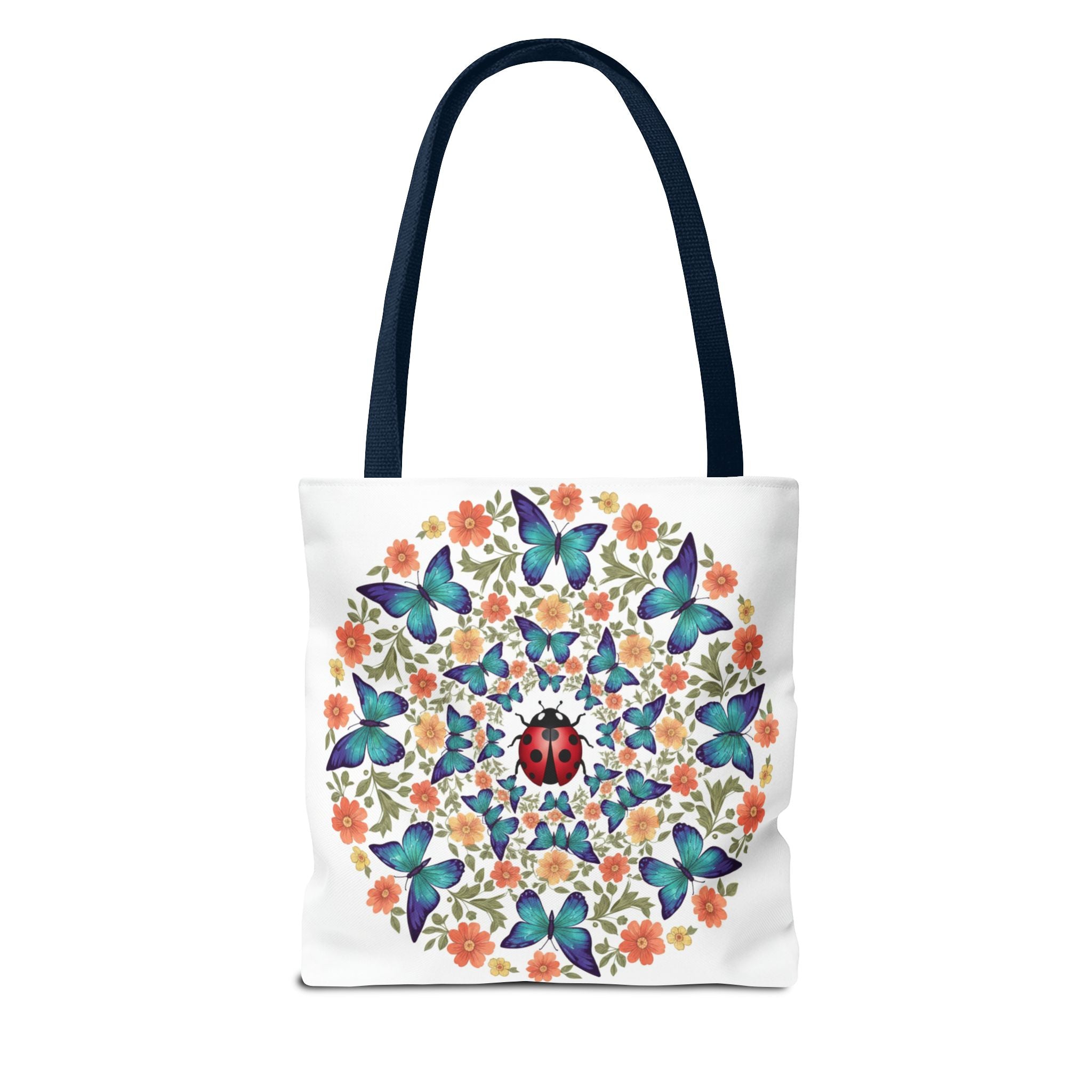 Butterfly & Ladybug Floral Tote Bag – Boho Mandala AOP Beach & Market Bag