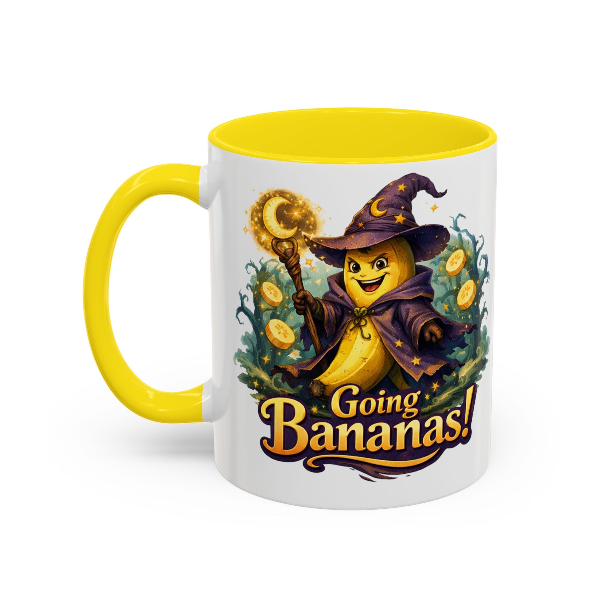 Going Bananas! Witch Banana Accent Coffee Mug — Fun Halloween Coffee Cup (11/15oz)