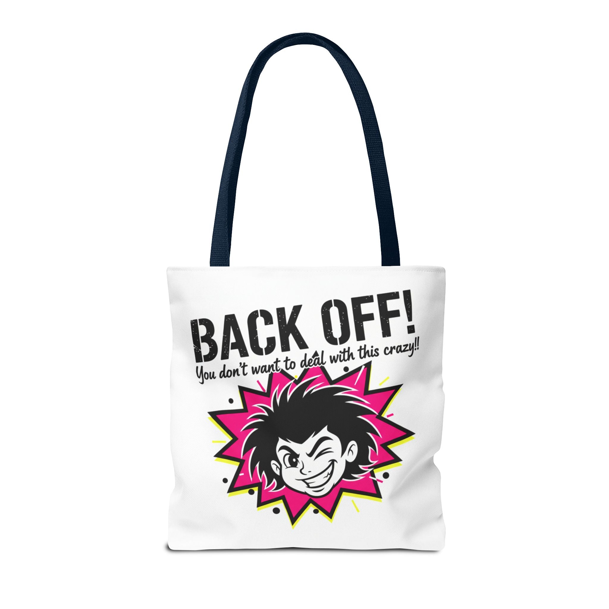Back Off! Graphic Tote Bag — Funny Retro Punk Design