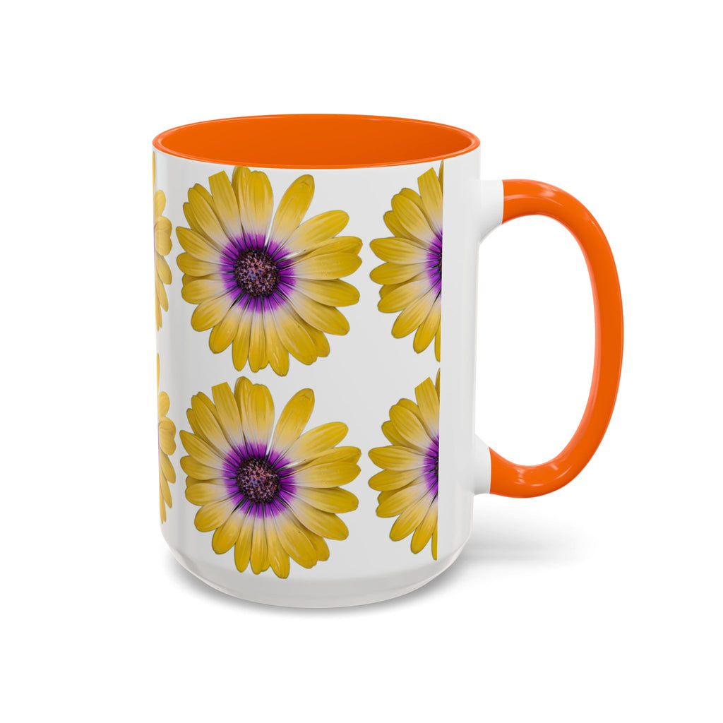 Yellow Purple Daisy Accent Coffee Mug – Floral Pattern 11/15oz