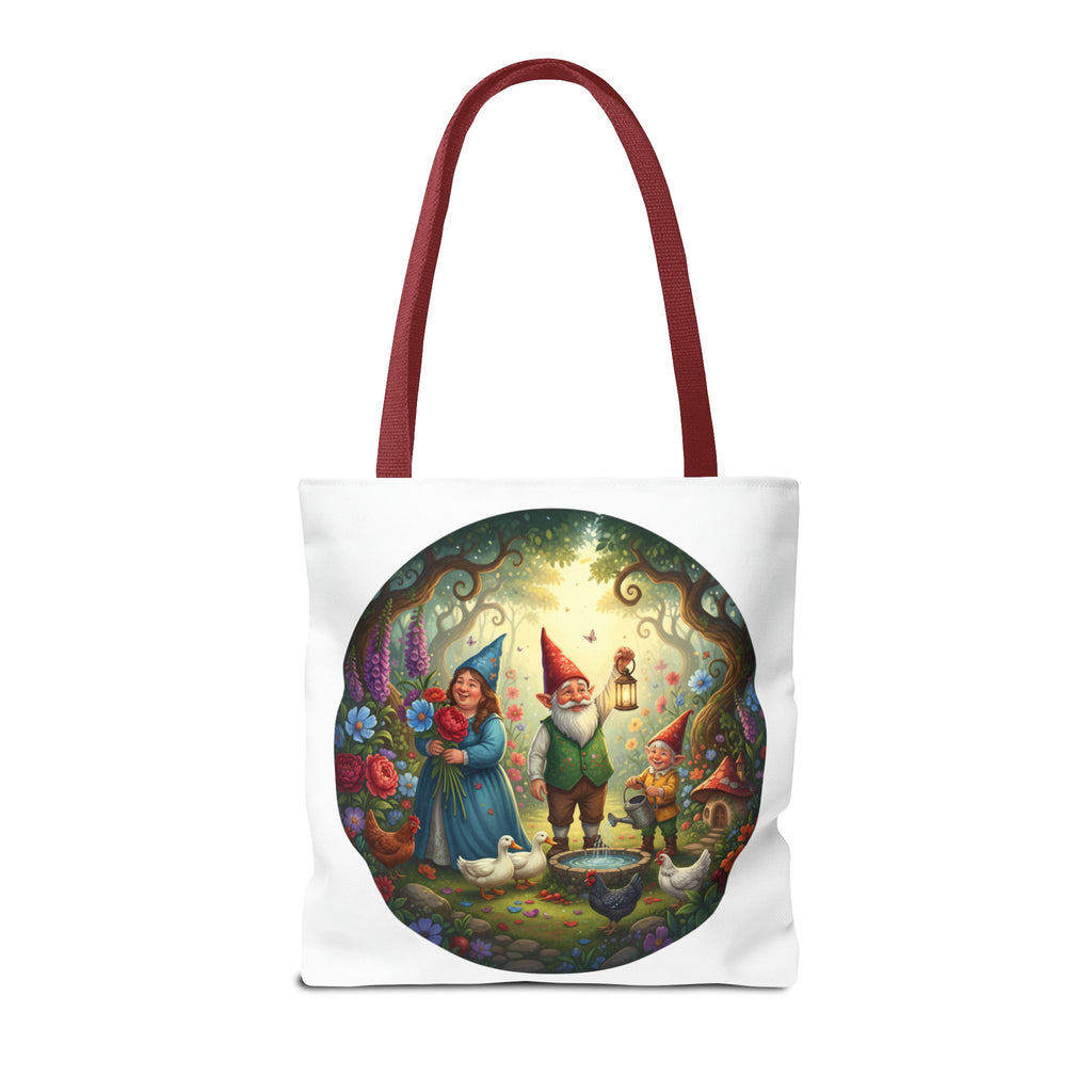 Gnome Garden Tote Bag — Whimsical Fairy Tale Circle Art
