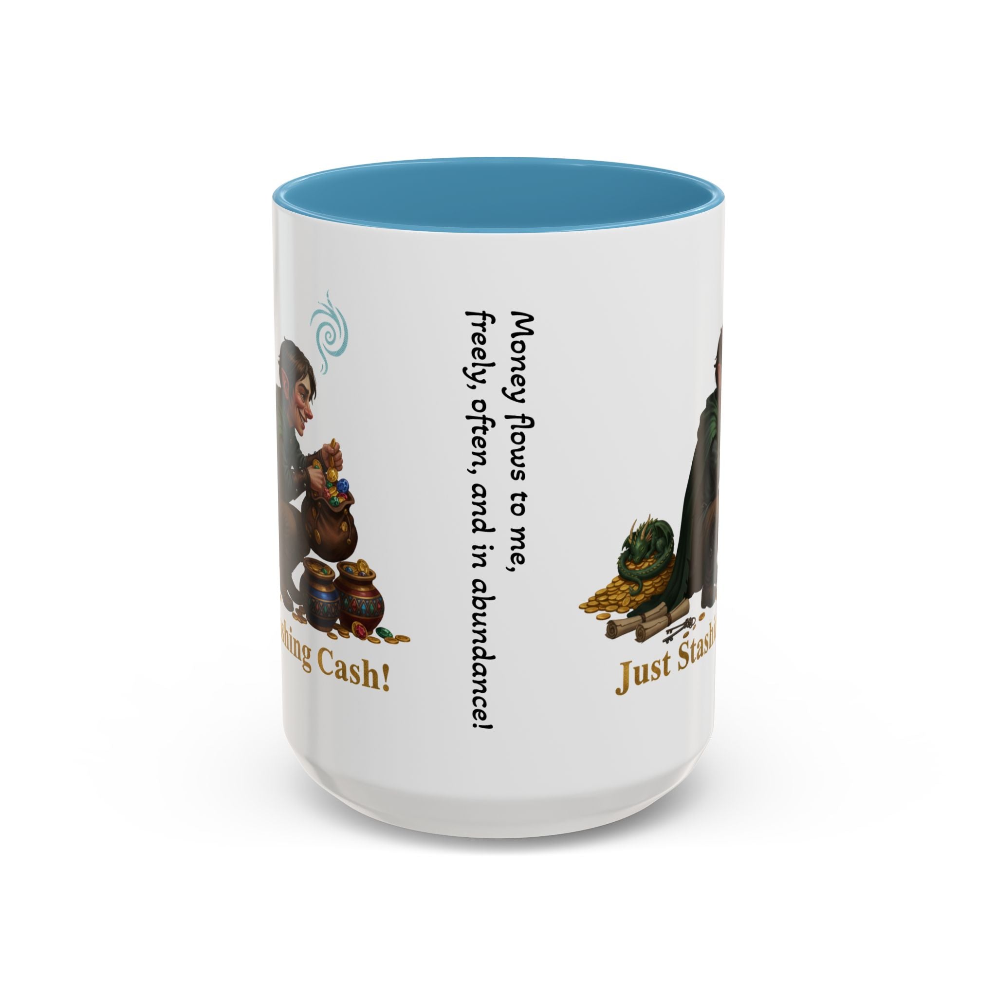 Accent Coffee Mug — "Just Stashing Cash!" Fantasy Gnome Money Mug (11/15oz)