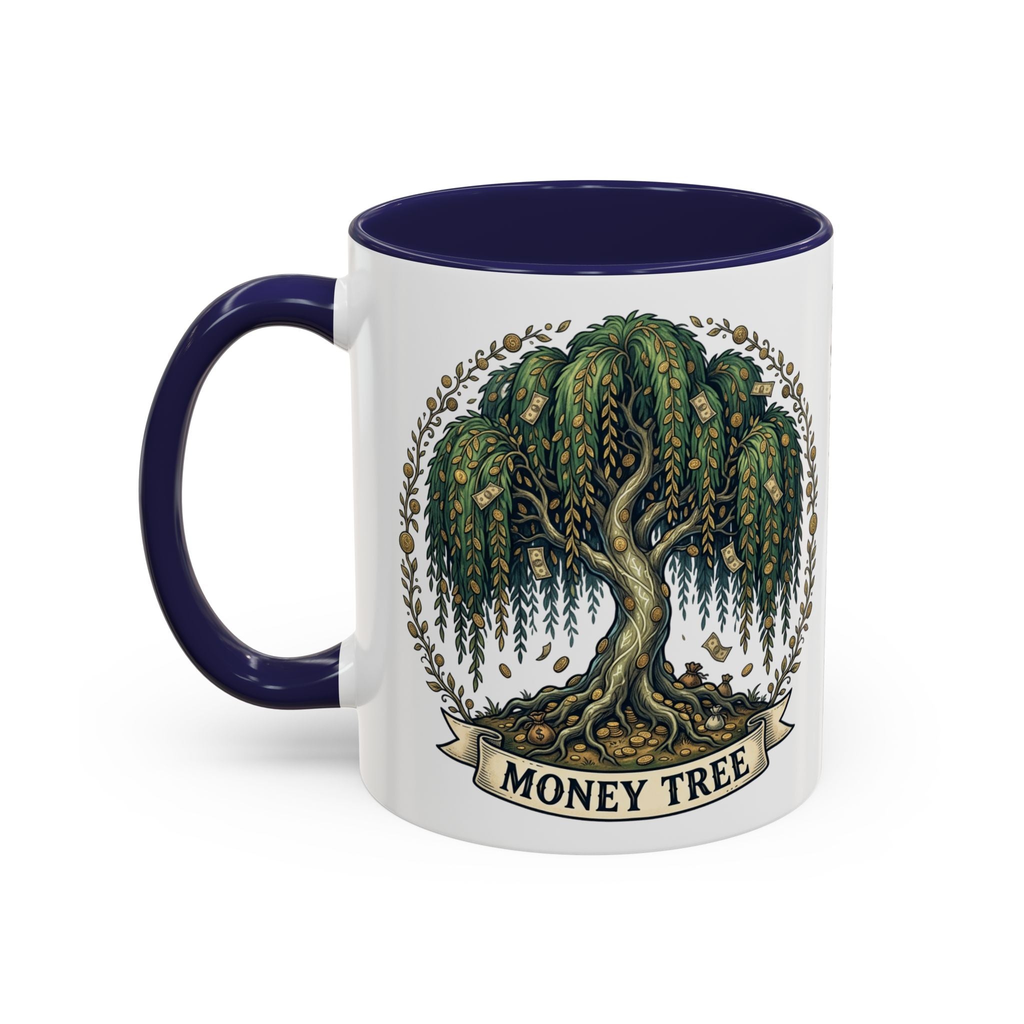 Money Tree Accent Coffee Mug — Inspirational 11/15oz Ceramic Mug with "Money Tree" Design