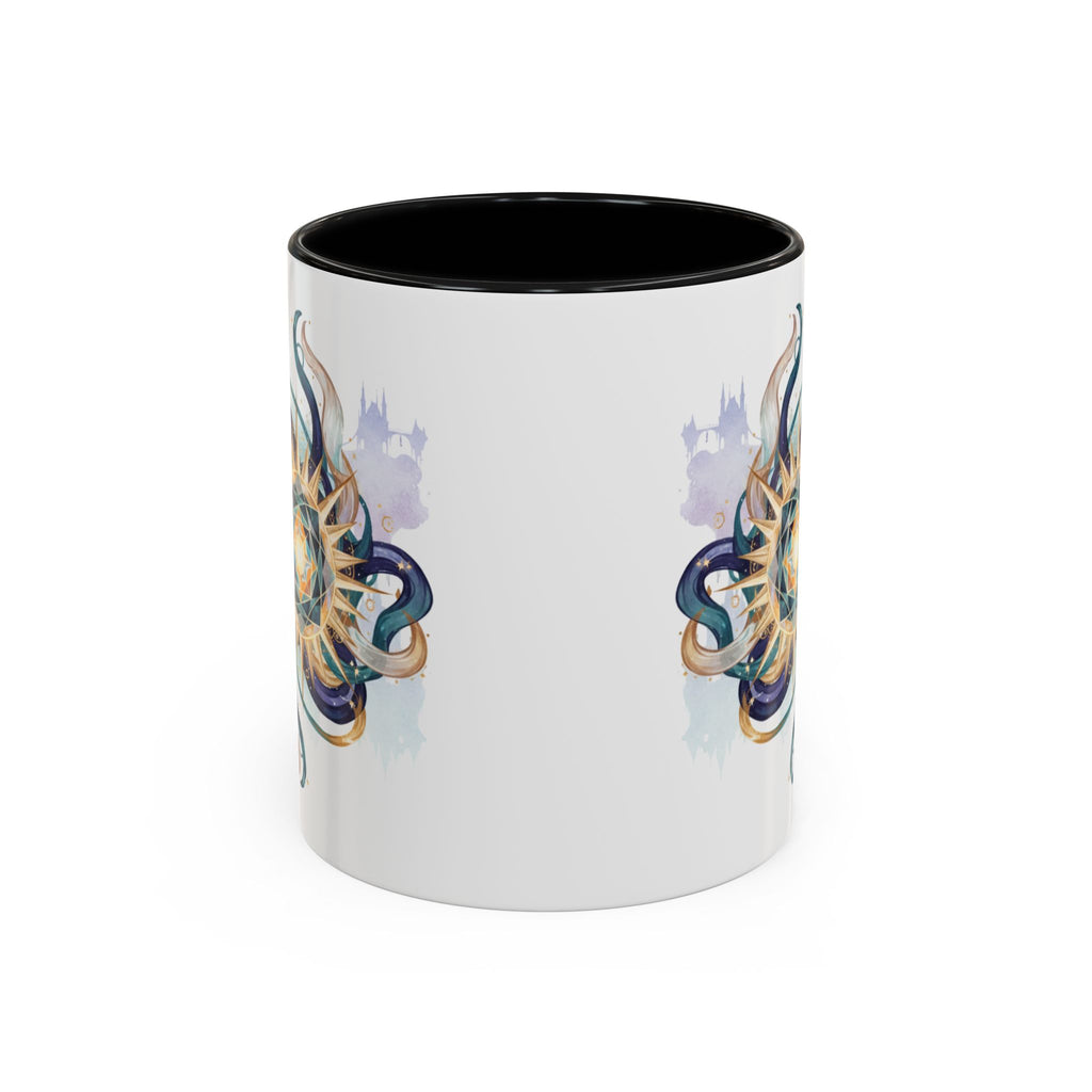 Celestial Nautilus Accent Coffee Mug — Ocean Sun Compass Art (11/15oz)