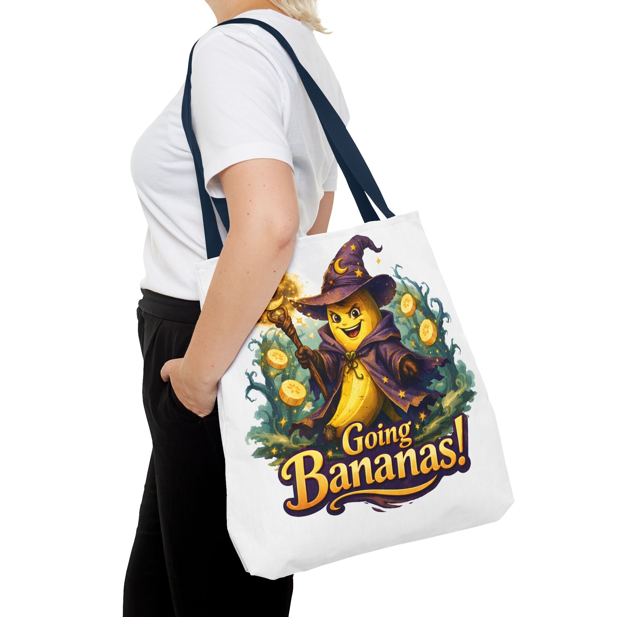Going Bananas! Witch Banana Tote Bag — Cute Halloween Grocery & Trick-or-Treat Tote