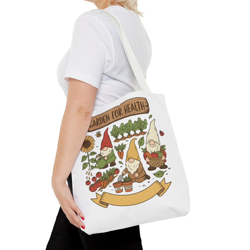 Garden Gnome Tote Bag - "Garden For Health" Cute Eco Shopper