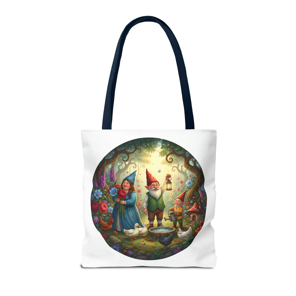 Gnome Garden Tote Bag — Whimsical Fairy Tale Circle Art