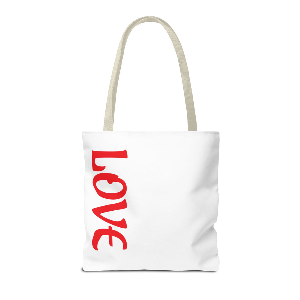 LOVE Vertical Red Tote Bag – Romantic Valentine’s Day Canvas Tote
