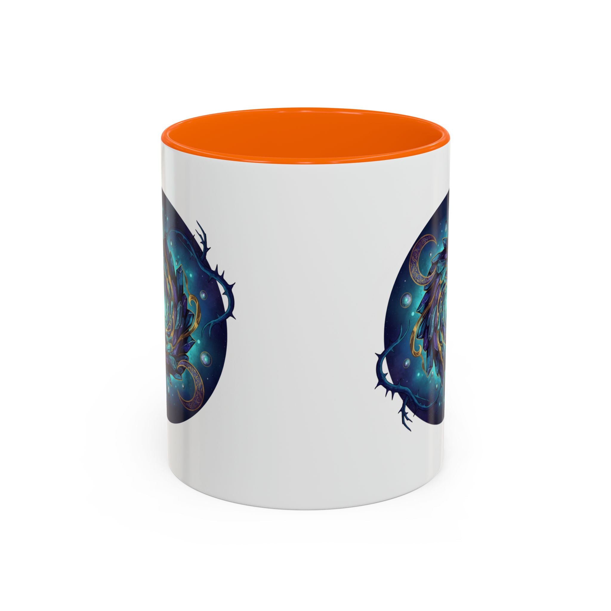 Galaxy Feather Spiral Accent Mug — Cosmic Boho Coffee Cup (11/15oz)