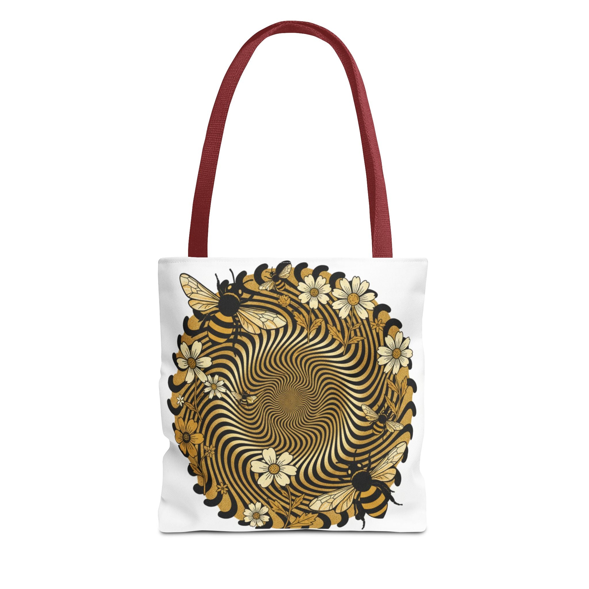 Bee Floral Spiral Tote Bag — Vintage Honeybee Floral Swirl Design