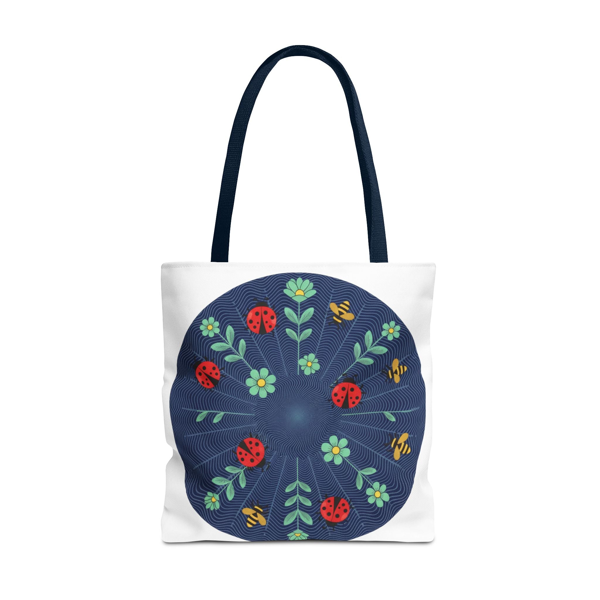Ladybug Garden Tote Bag — Floral Circular Print AOP Tote