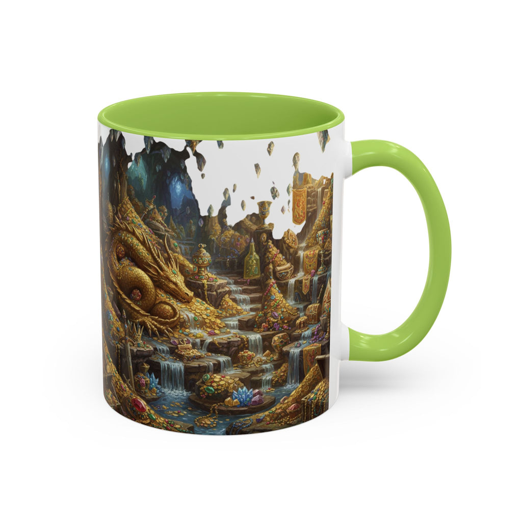 Dragon Hoard Accent Coffee Mug — Fantasy Treasure Landscape (11/15 oz)