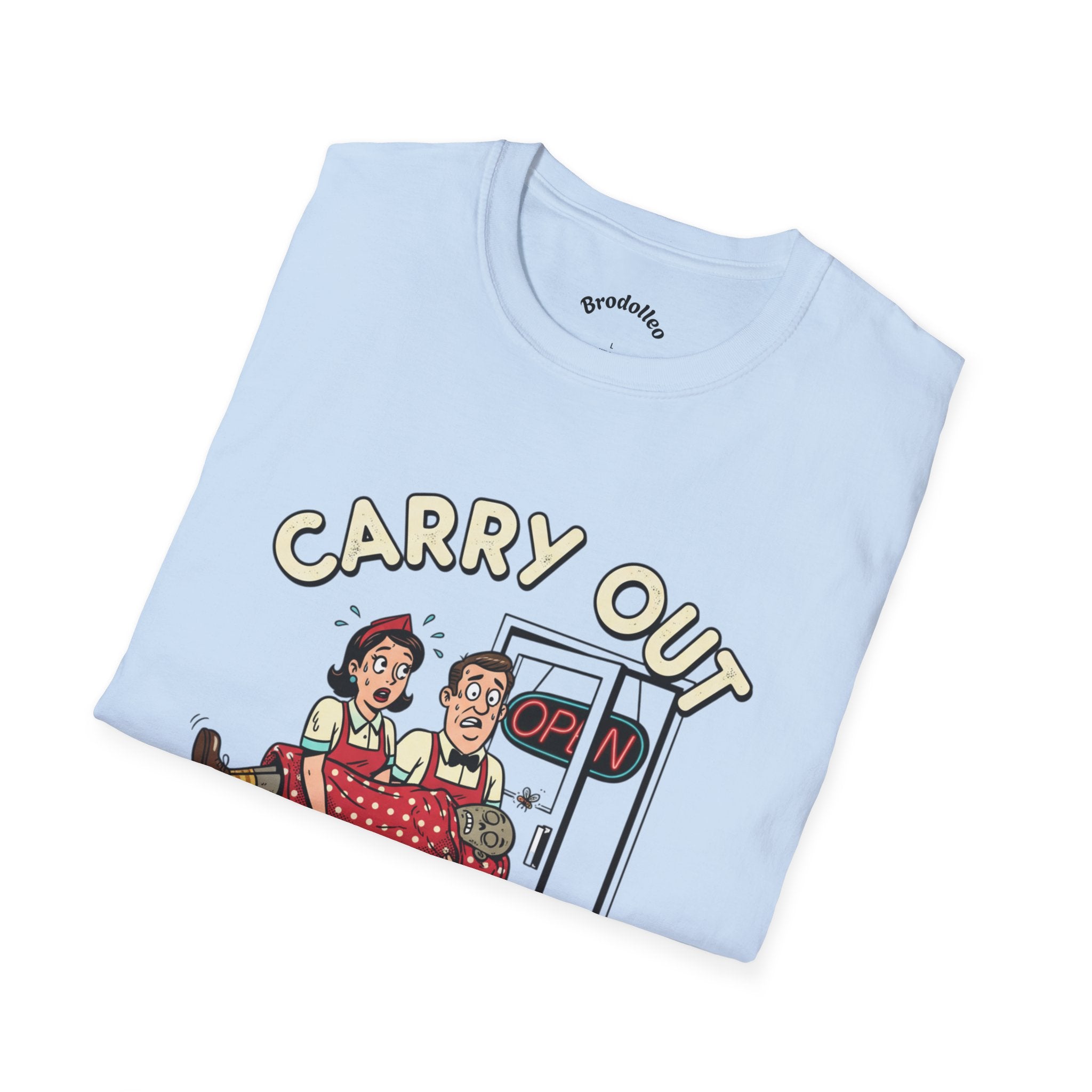 Carry Out T-Shirt — Retro 'Carry Out: Service With a Smile' Vintage Diner Tee