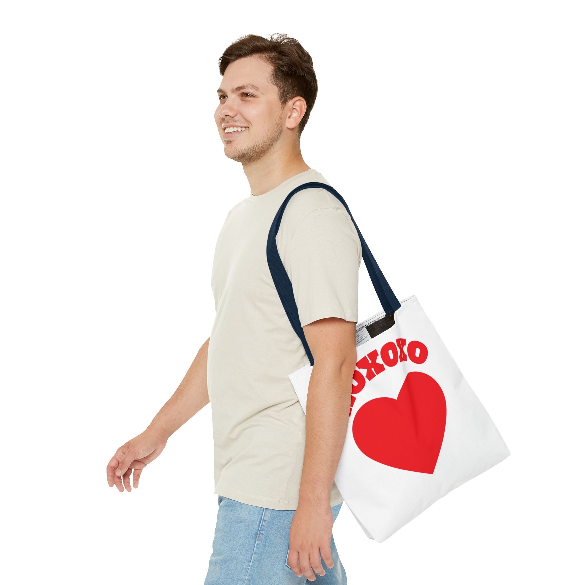 Valentine Heart 'XOXOXO' Tote Bag — Romantic Red Heart Canvas Tote for Valentine's Day