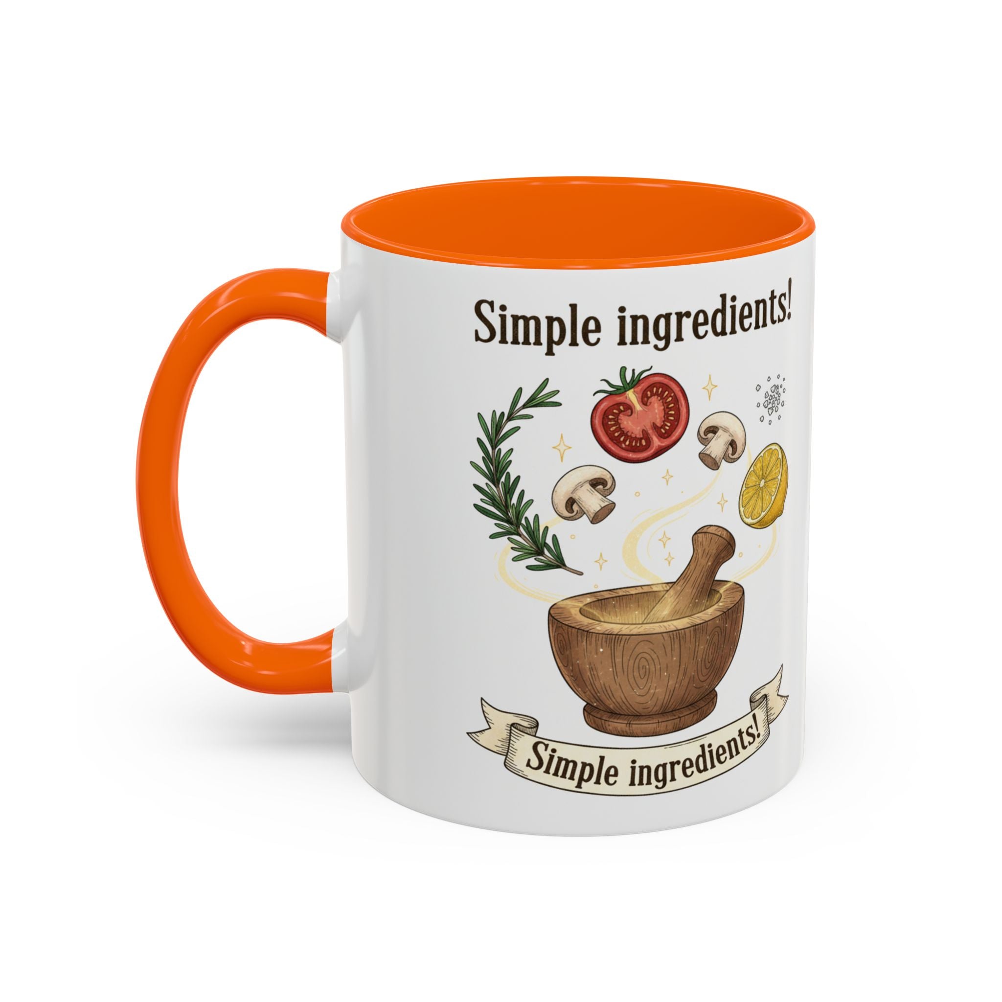 Simple Ingredients Coffee Mug — Cute Kitchen Mortar & Herbs Ceramic Accent Mug