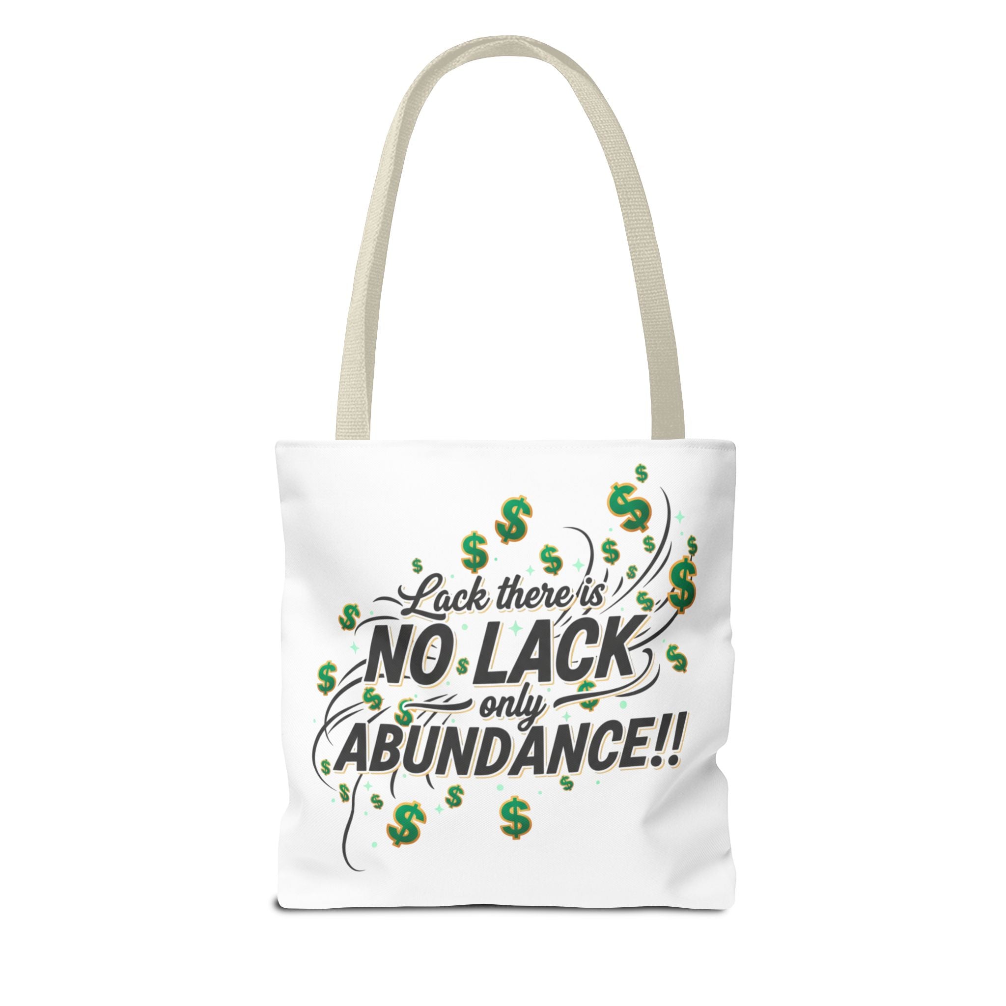 Abundance Tote Bag — "No Lack Only Abundance" Motivational Money Design