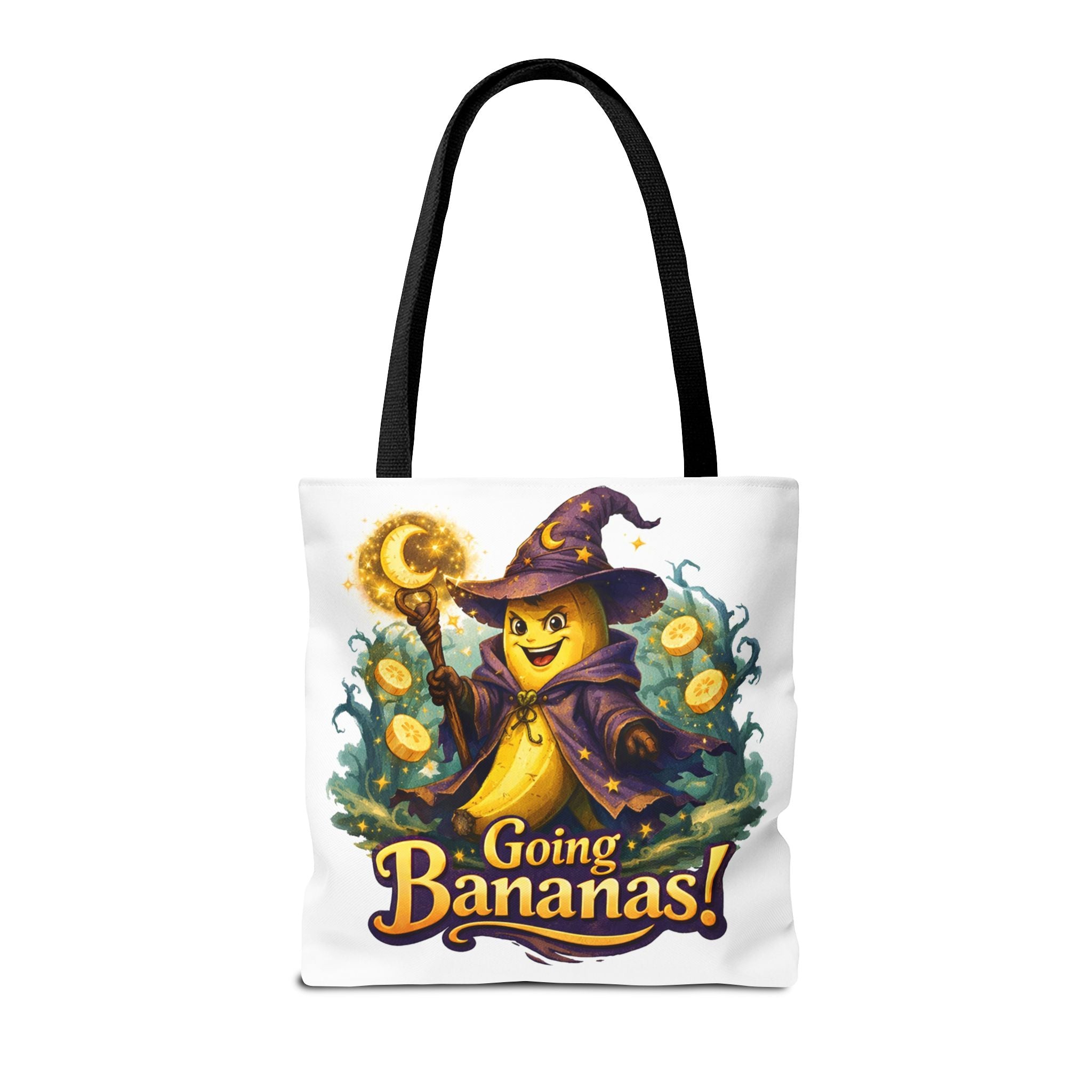 Going Bananas! Witch Banana Tote Bag — Cute Halloween Grocery & Trick-or-Treat Tote