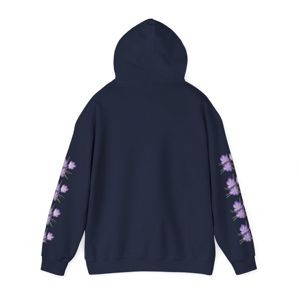 Purple Crocus Floral Hoodie — Spring Flower Graphic Sweatshirt