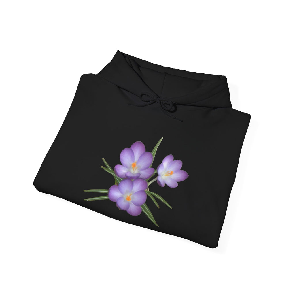 Purple Crocus Floral Hoodie — Spring Flower Graphic Sweatshirt