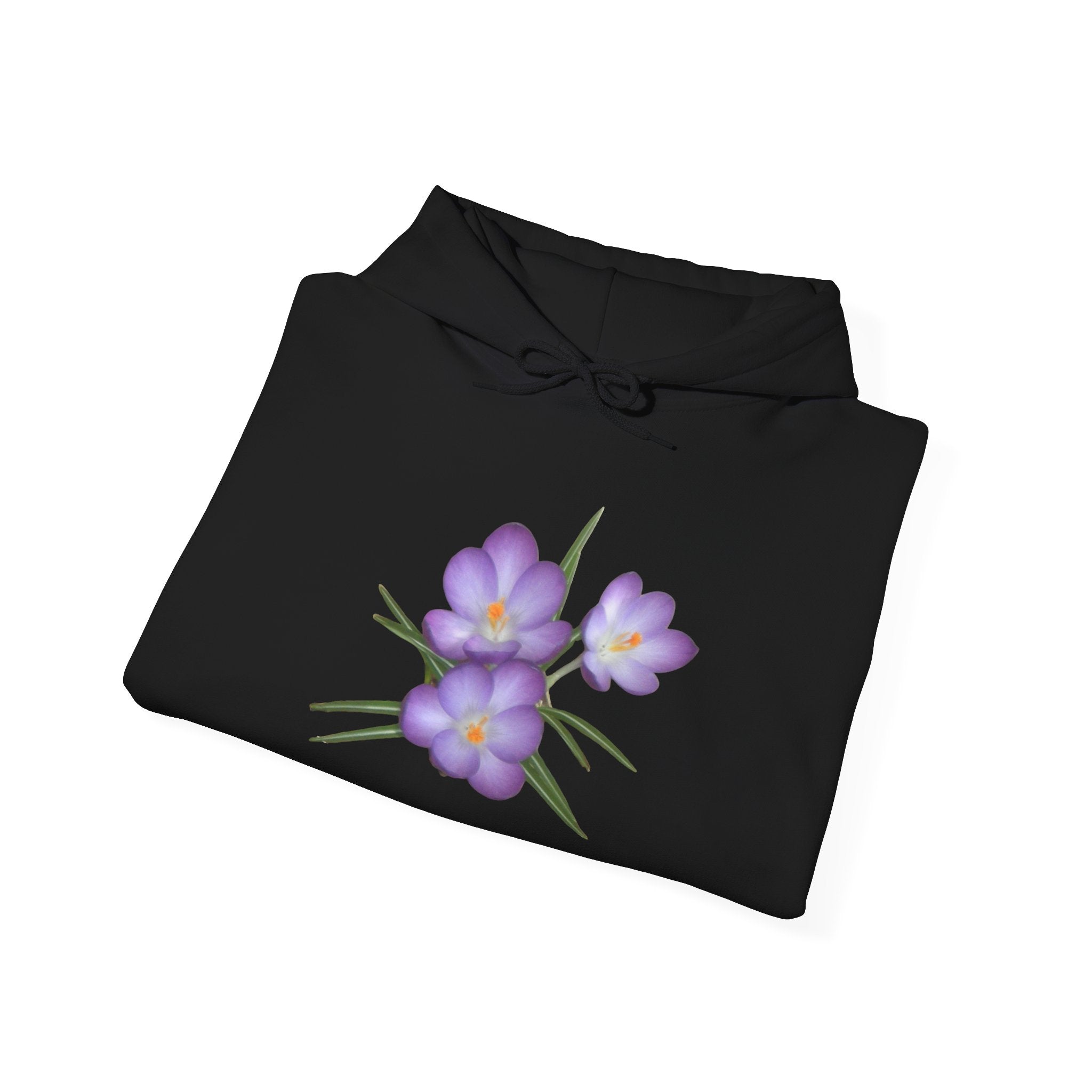 Purple Crocus Floral Hoodie — Spring Flower Graphic Sweatshirt