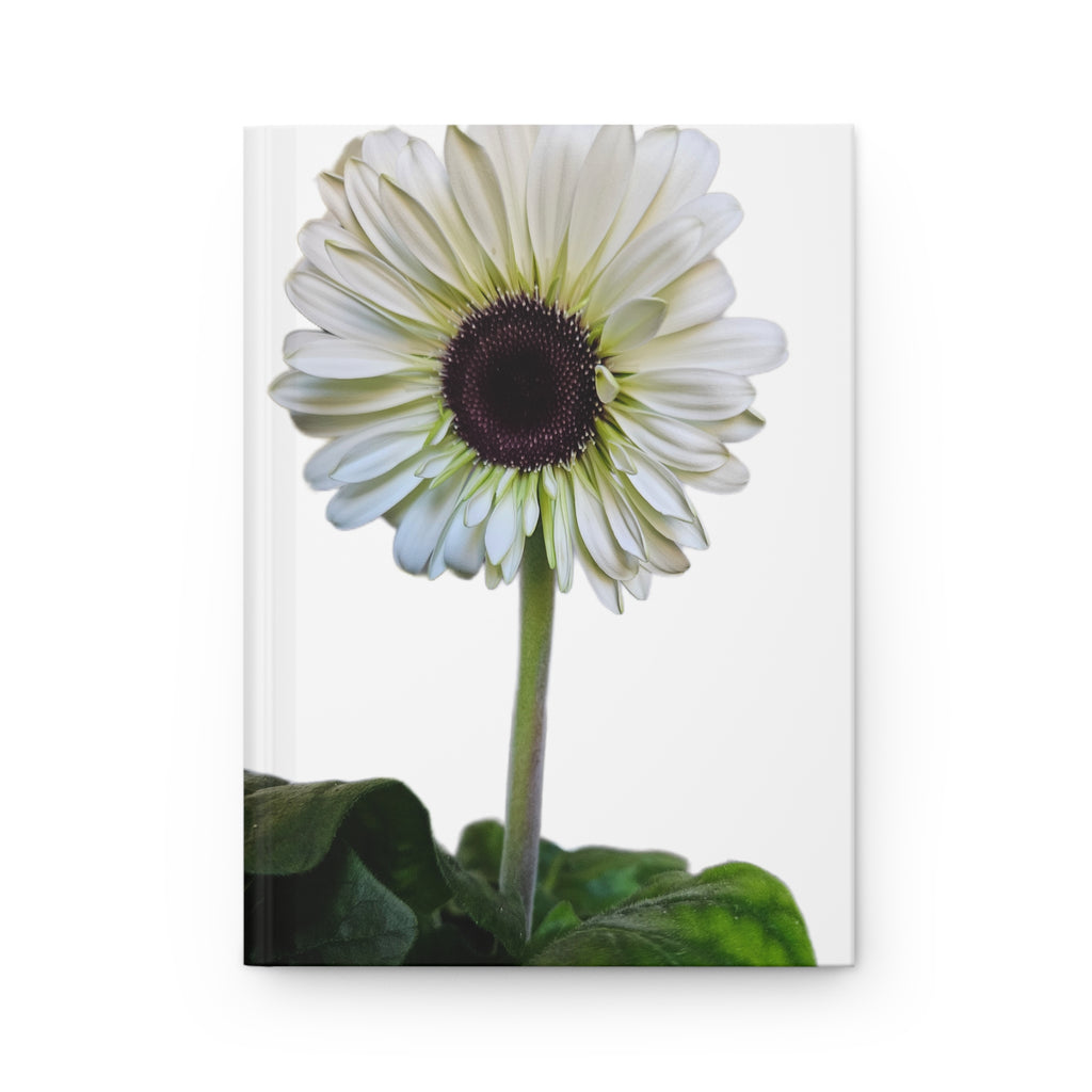 White Gerbera Hardcover Journal — Floral Notebook for Writing & Gratitude