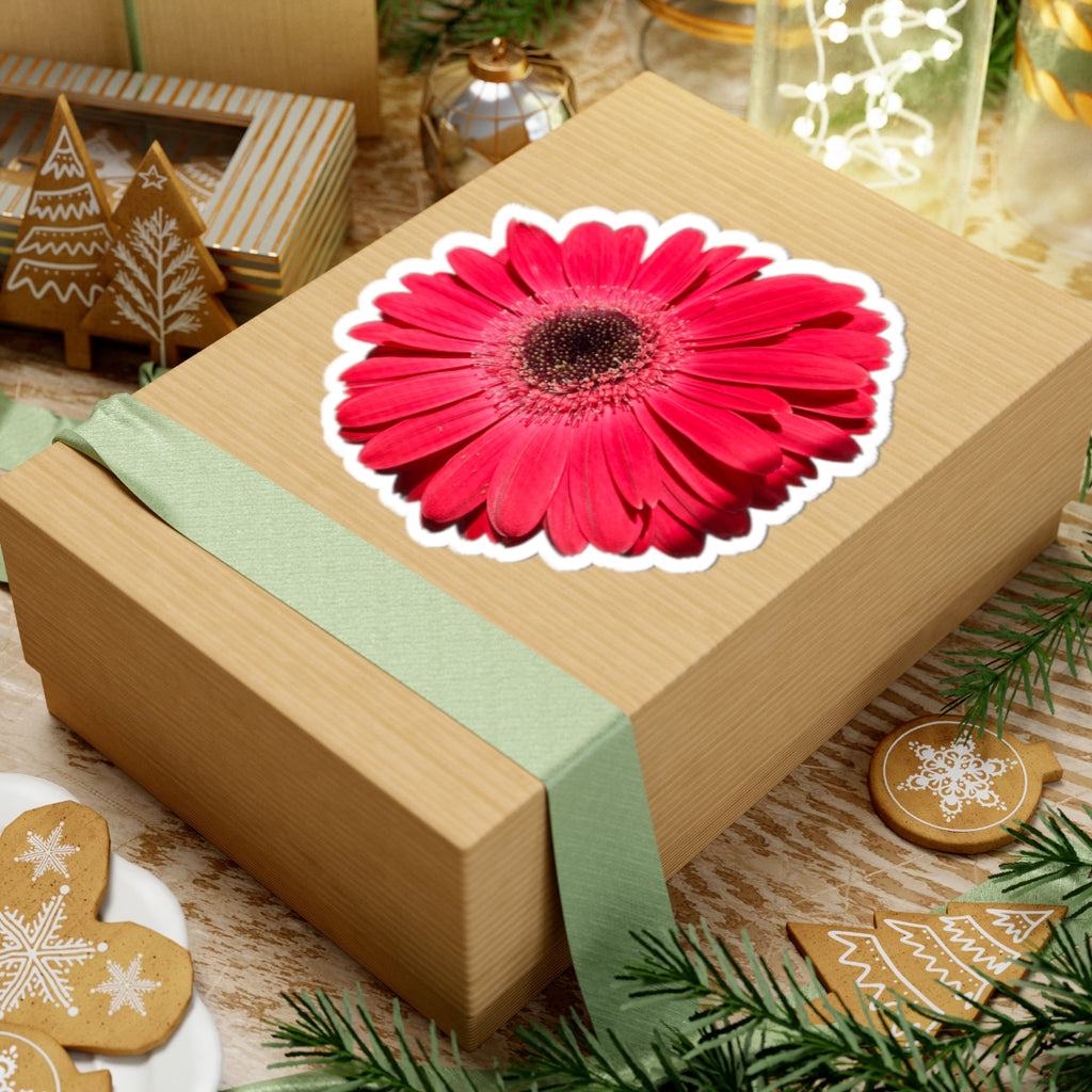 Pink Gerbera Daisy Kiss-Cut Sticker — Floral Laptop & Water Bottle Decal