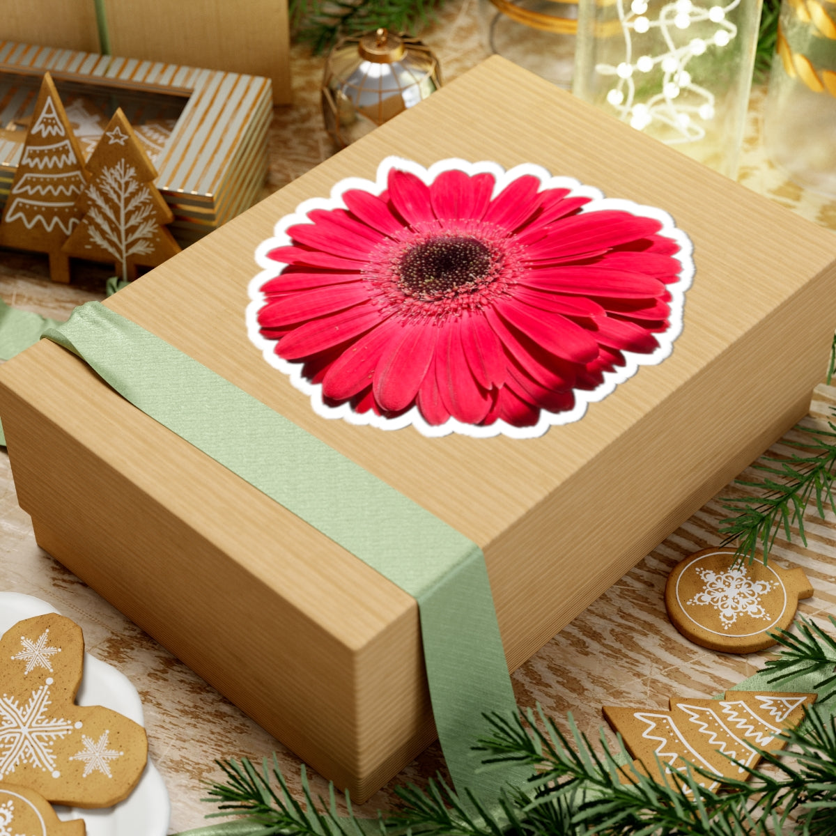 Pink Gerbera Daisy Kiss-Cut Sticker — Floral Laptop & Water Bottle Decal