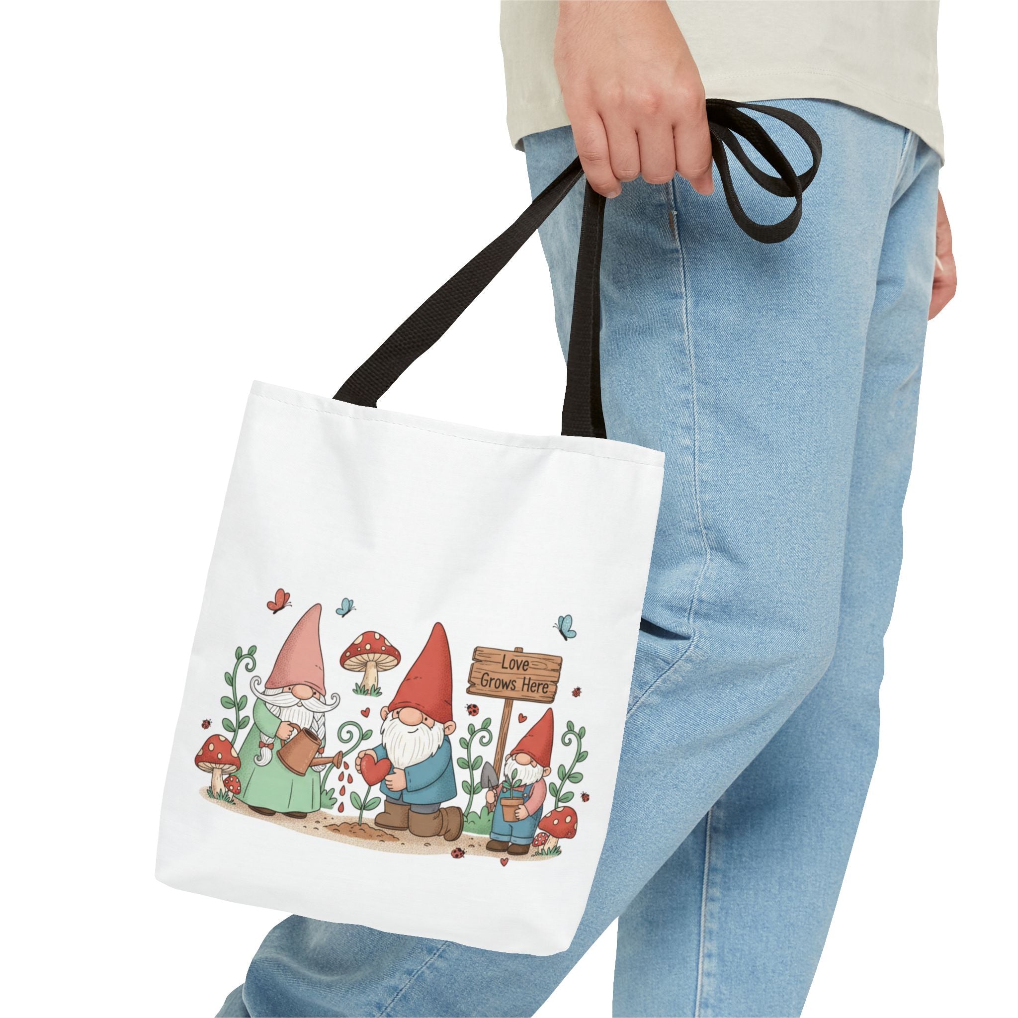 Gnome Garden Tote Bag – Cute Mushroom Gnomes All-Over Print