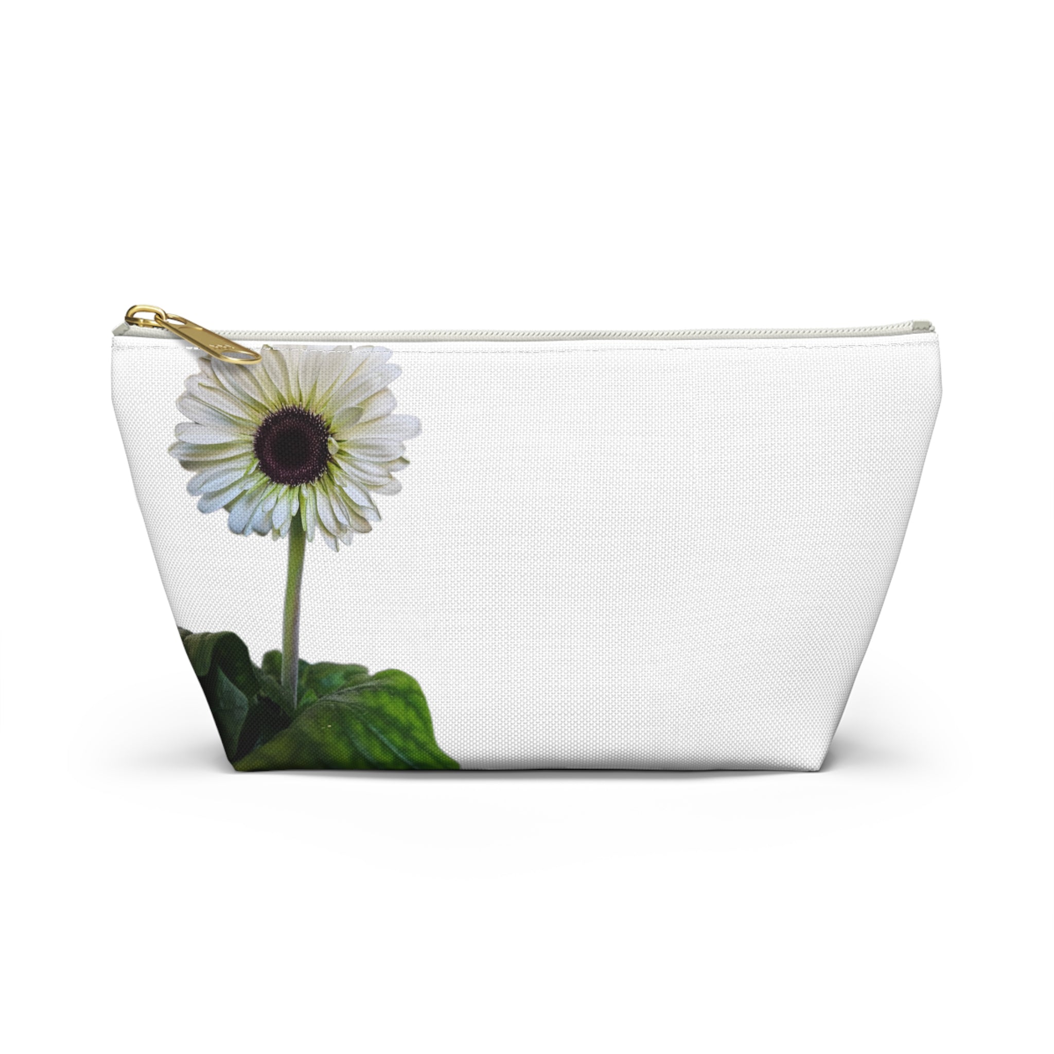 Floral Daisy Accessory Pouch — Small T‑Bottom Makeup & Travel Organizer