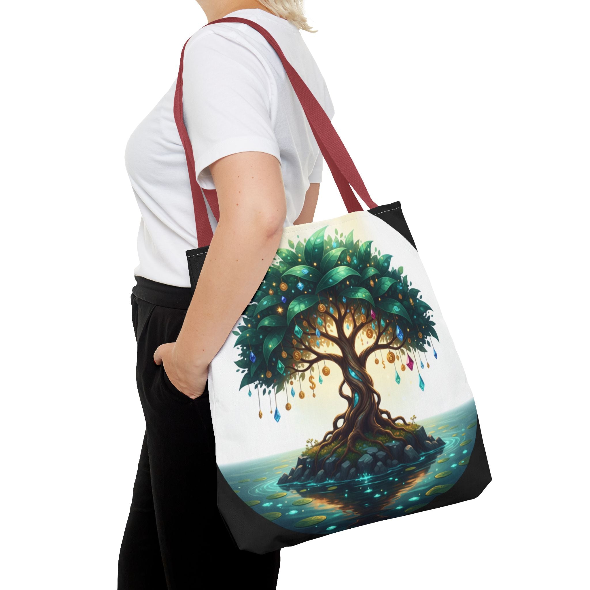 Enchanted Tree Tote Bag - Mystical Gem-Decorated Tree All-Over Print