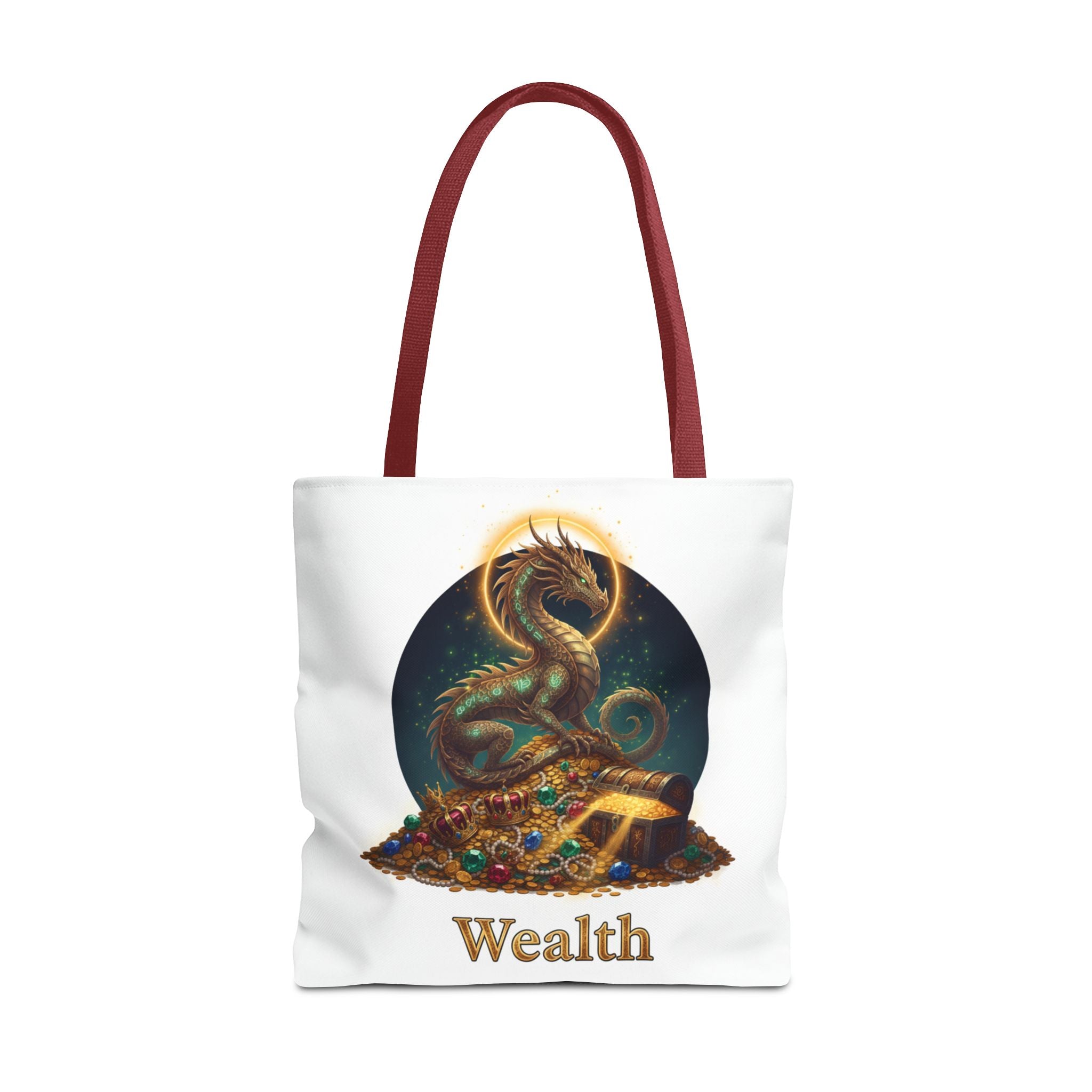 Wealth Dragon Tote Bag — Fantasy Dragon Treasure Illustration Tote