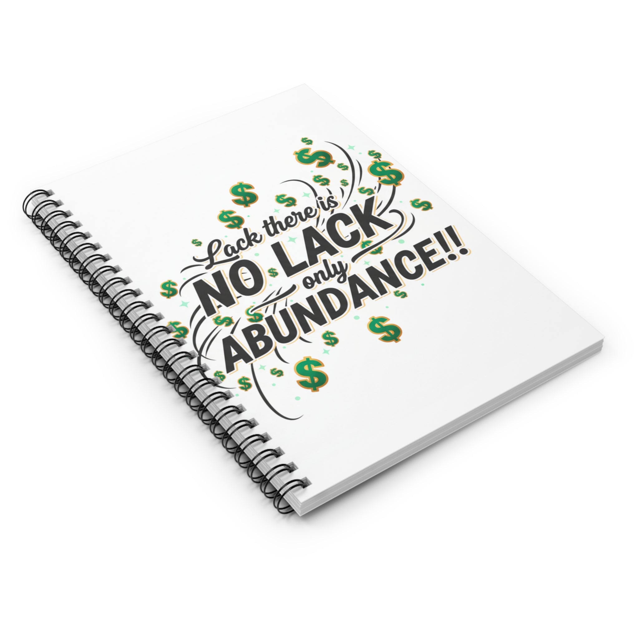 Abundance Spiral Notebook — "No Lack, Only Abundance" Motivational Ruled Journal