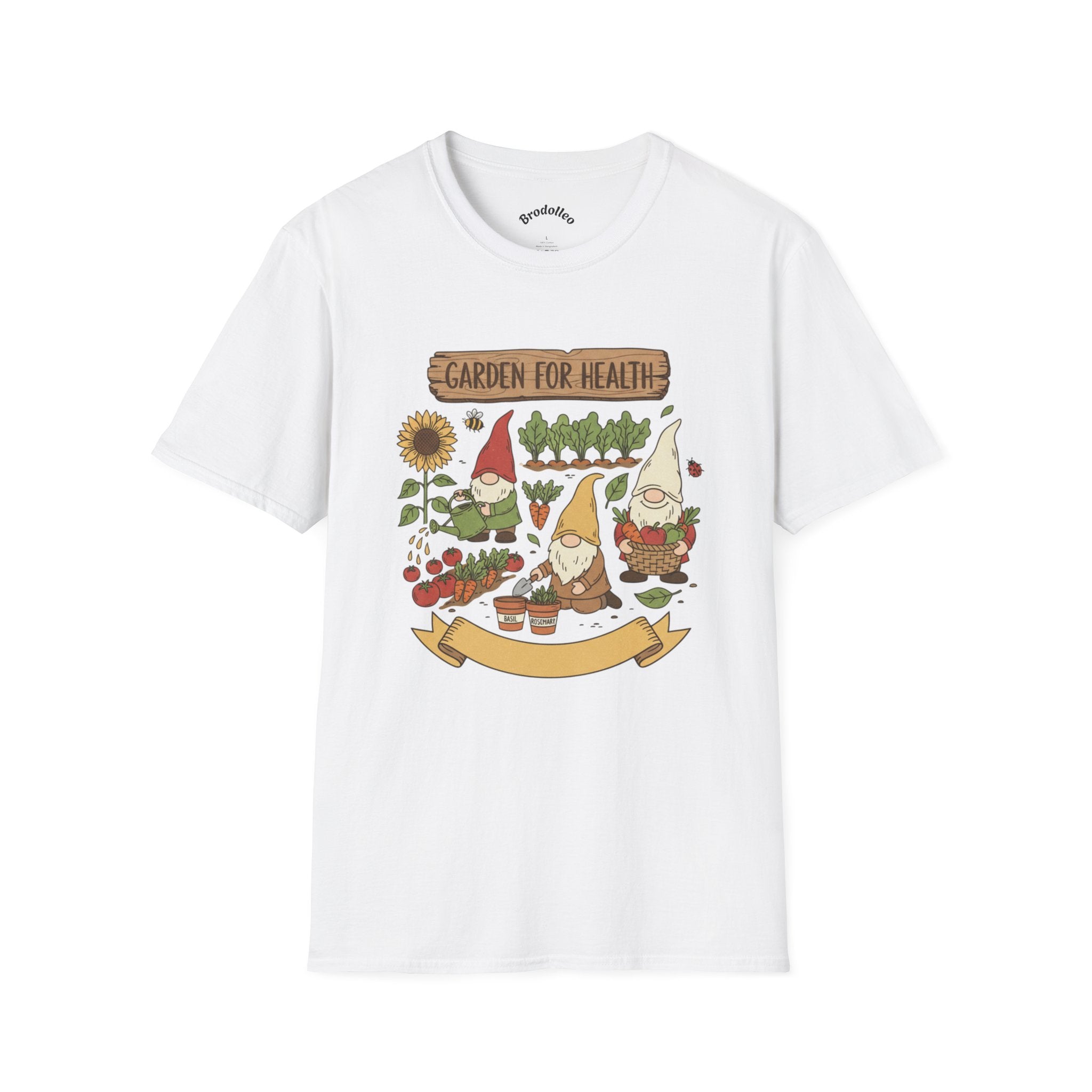 Garden Gnome T-Shirt — "Garden for Health" Cute Gardening Tee