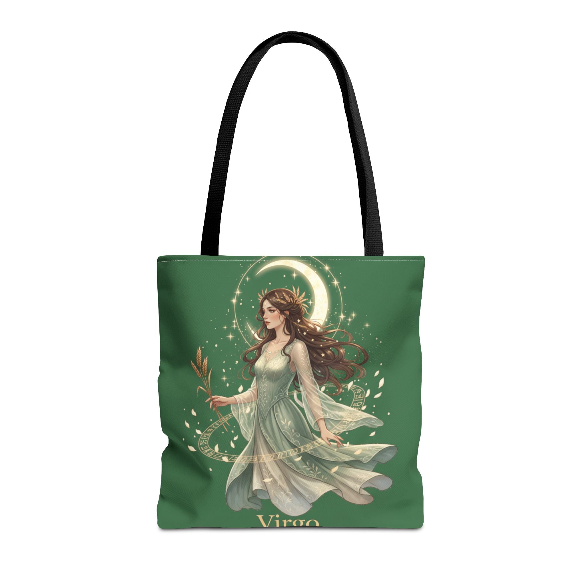 Mystic Moon Goddess Tote Bag — Ethereal Green All-Over Print Tote