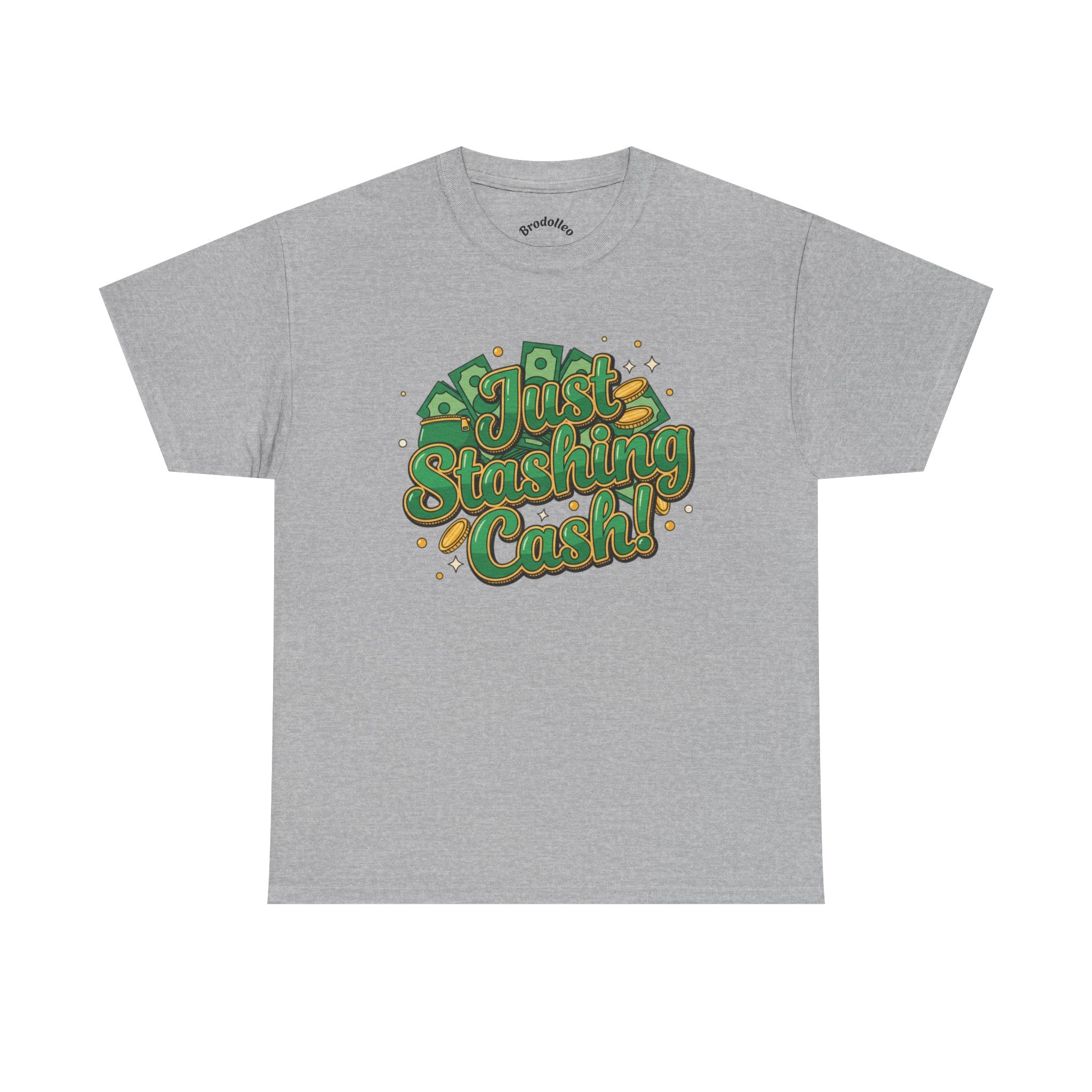 T‑Shirt — “Just Stashing Cash!” Retro Script Money Graphic Tee