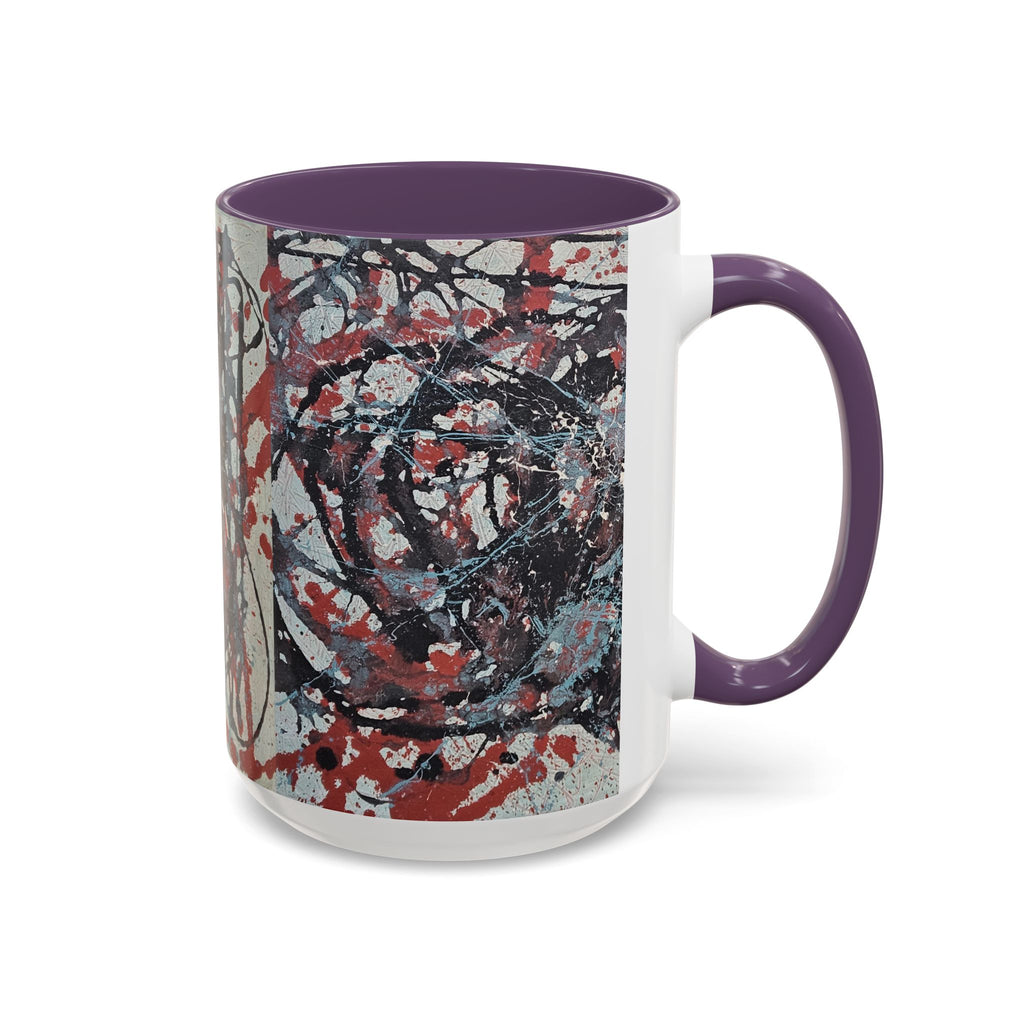 Abstract Splatter Accent Coffee Mug — Red, Black & White Artistic Design (11/15oz)