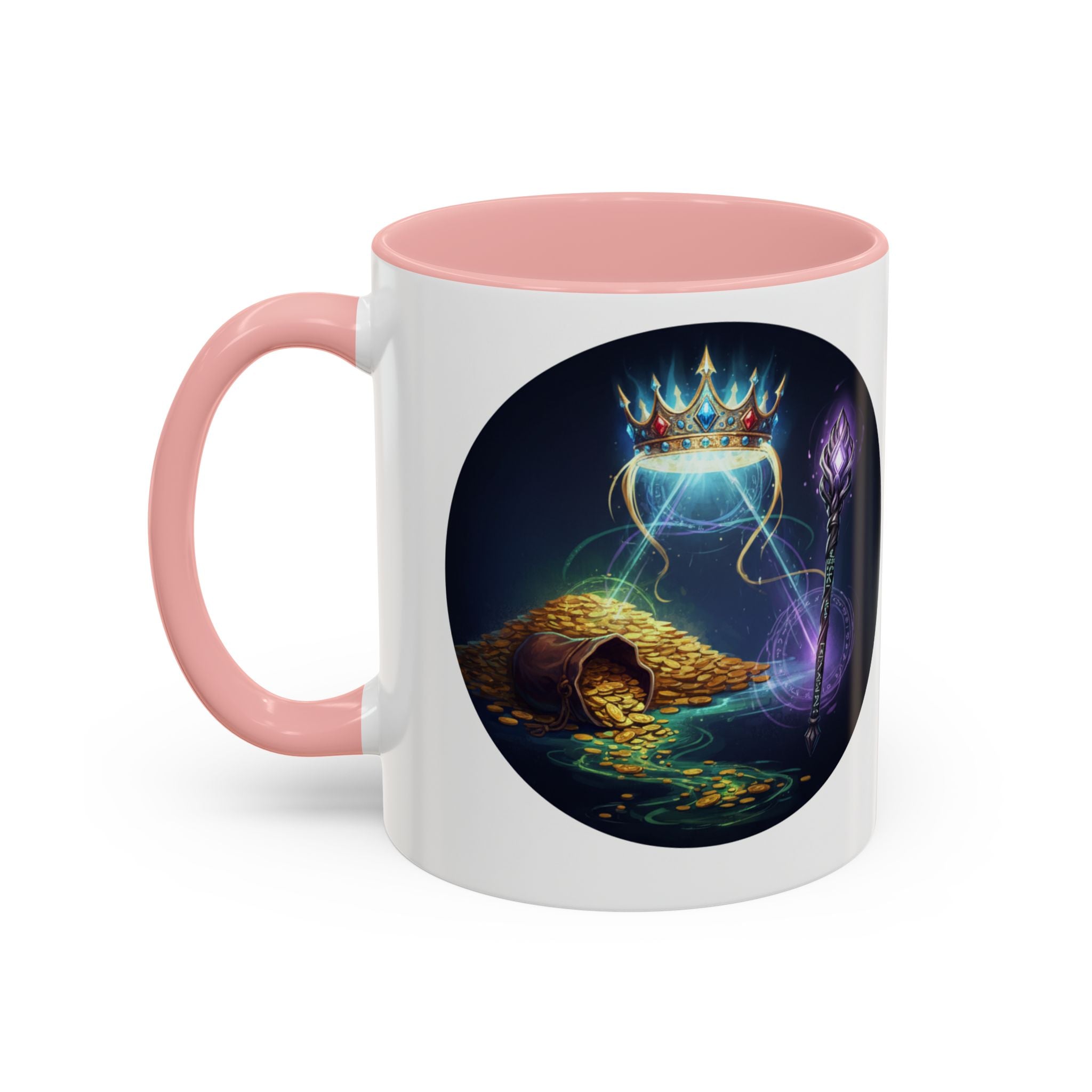 Magic Crown Coffee Mug — Fantasy Wizard Staff & Spilled Gold Accent Mug (11/15 oz)