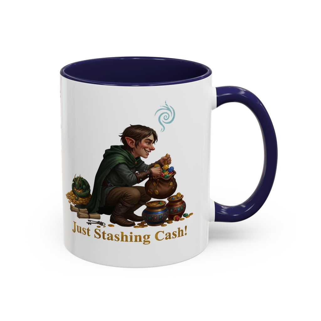 Accent Coffee Mug — "Just Stashing Cash!" Fantasy Gnome Money Mug (11/15oz)