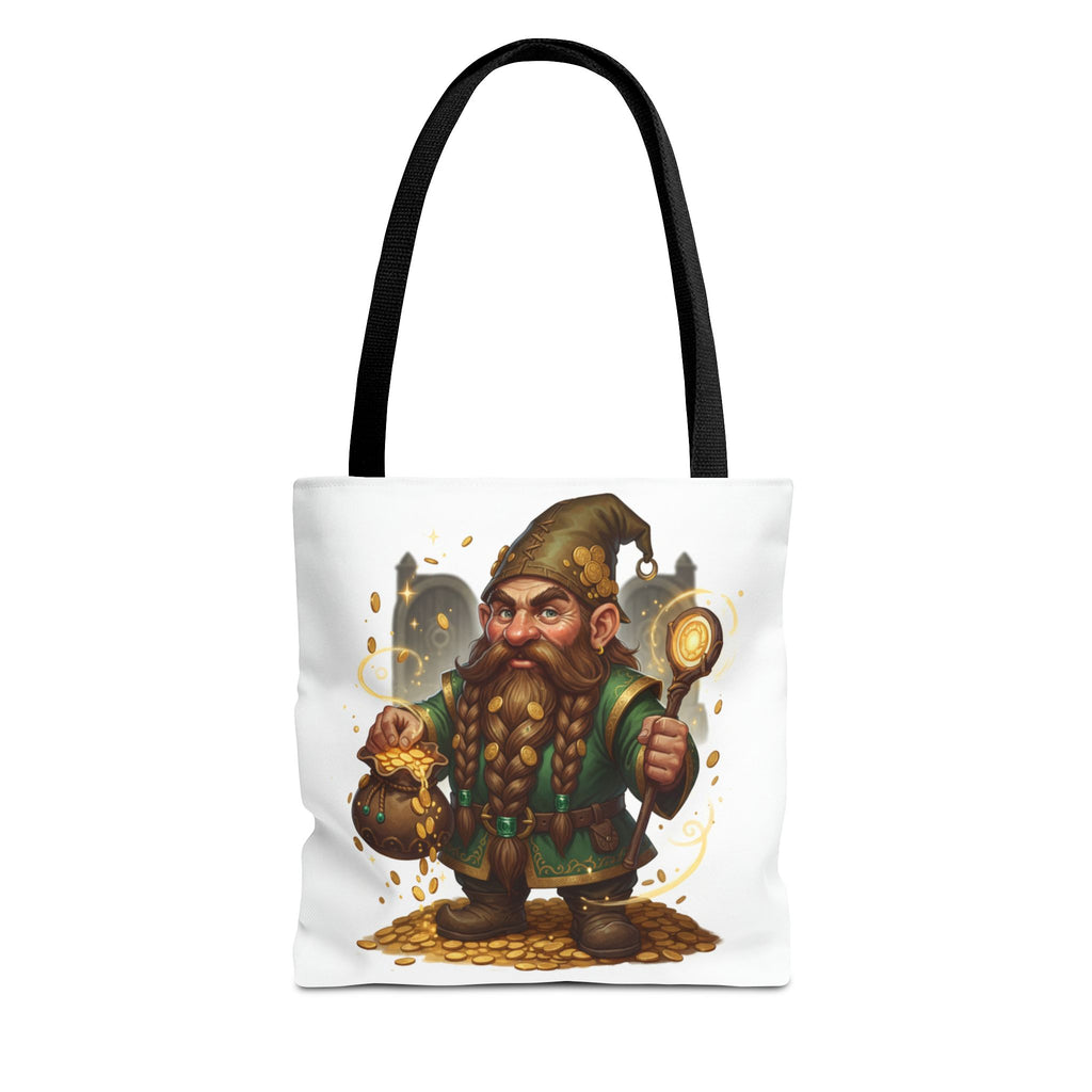 Gnome Goldkeeper Tote Bag – Fantasy Dwarf Coin Lover All-Over Print Tote