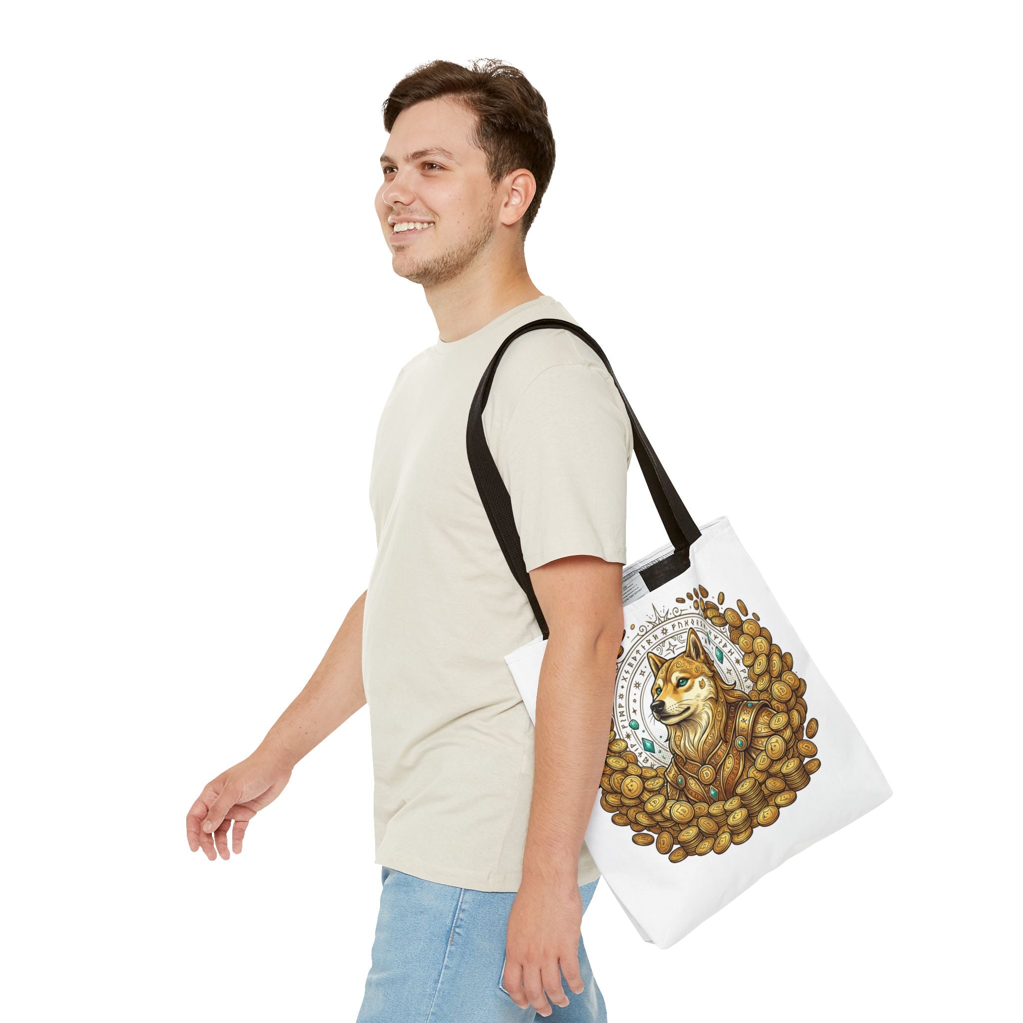 Dogecoin Shiba Inu Coin Pile Tote Bag — Crypto Meme Art Tote