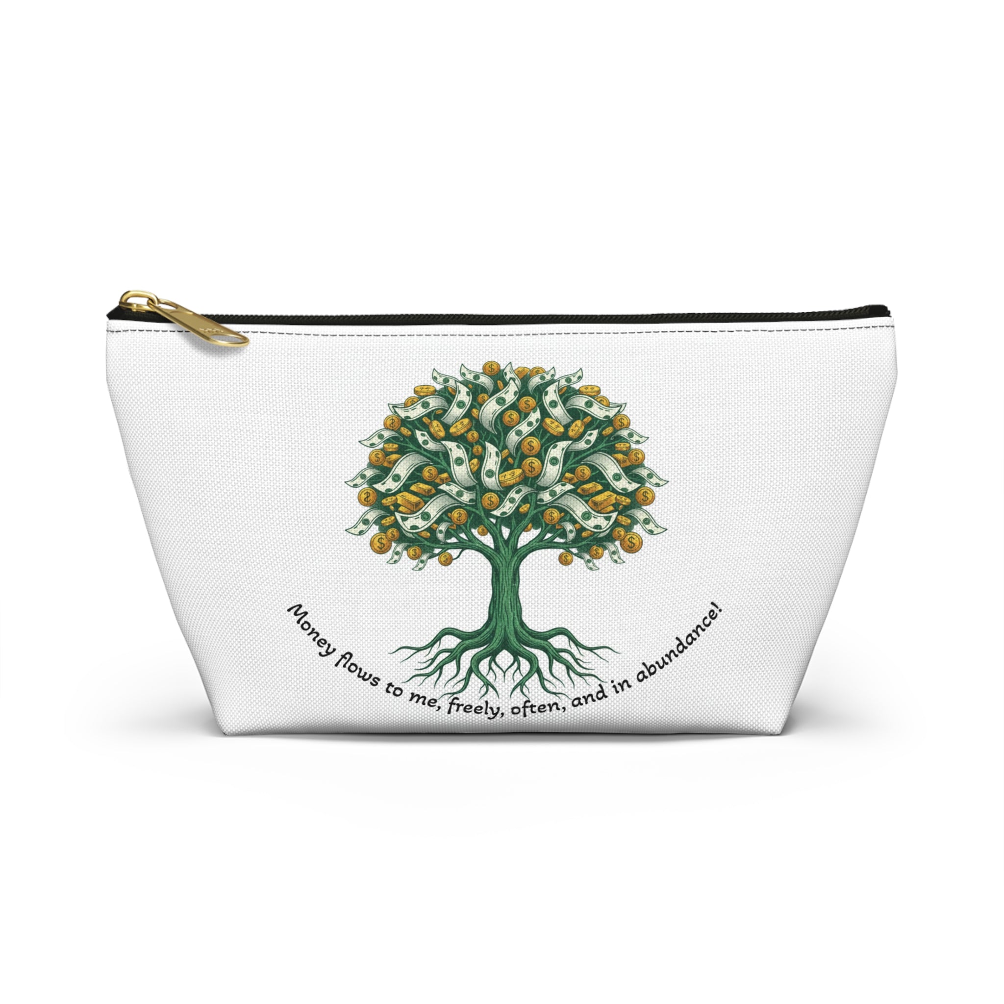 Money Tree Accessory Pouch — "Money Flows to Me, Freely, Often" Cosmetic Bag