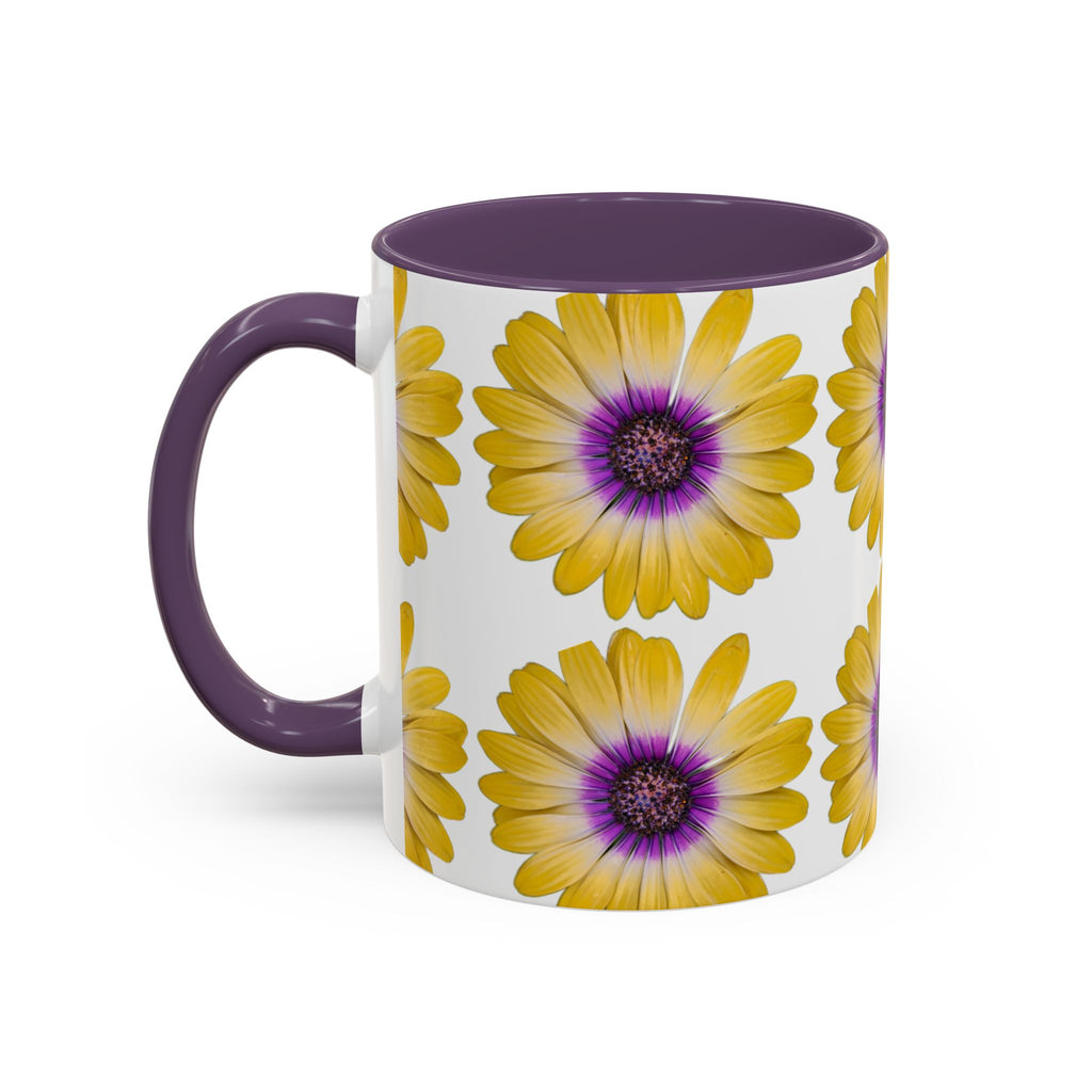 Yellow Purple Daisy Accent Coffee Mug – Floral Pattern 11/15oz