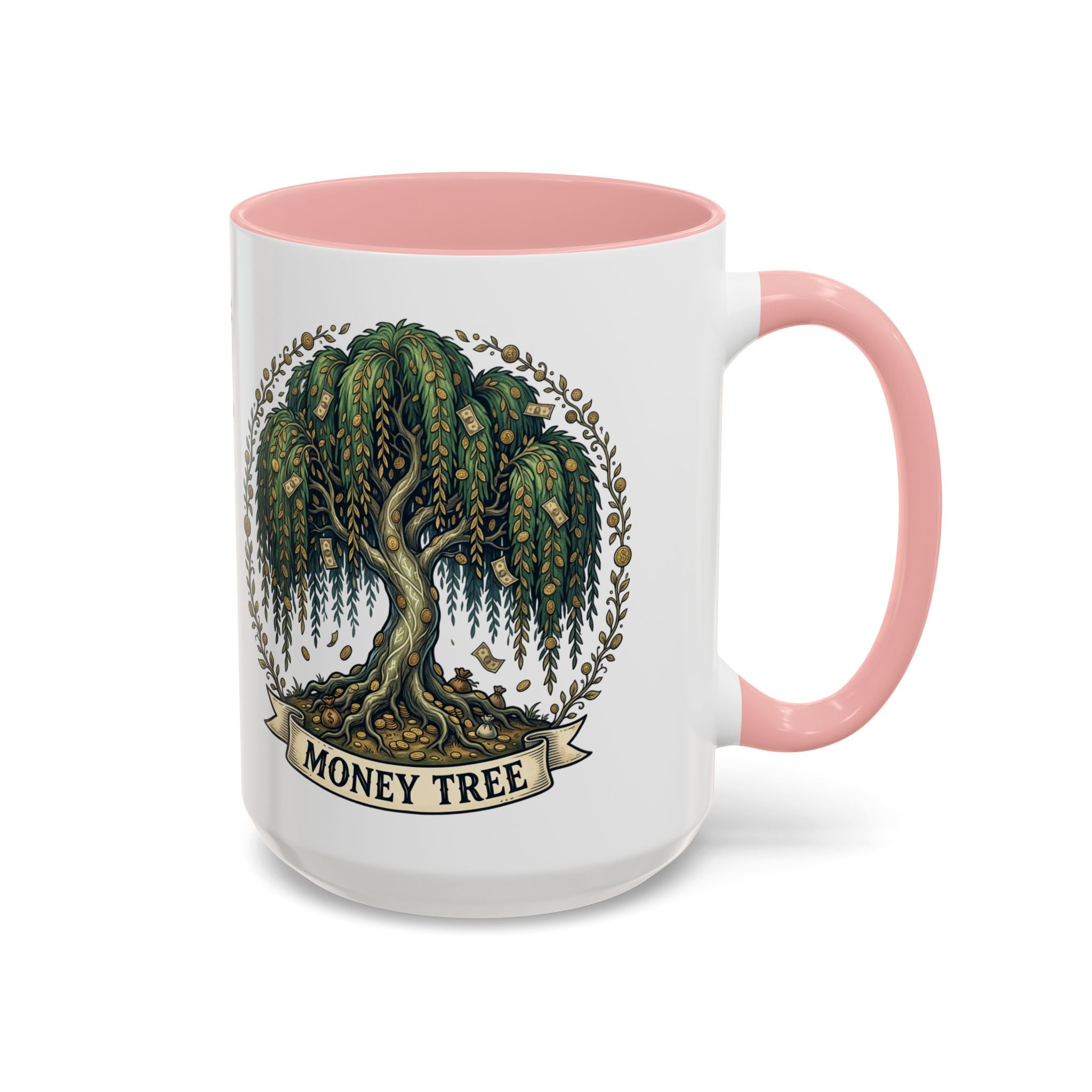Money Tree Accent Coffee Mug — Inspirational 11/15oz Ceramic Mug with "Money Tree" Design