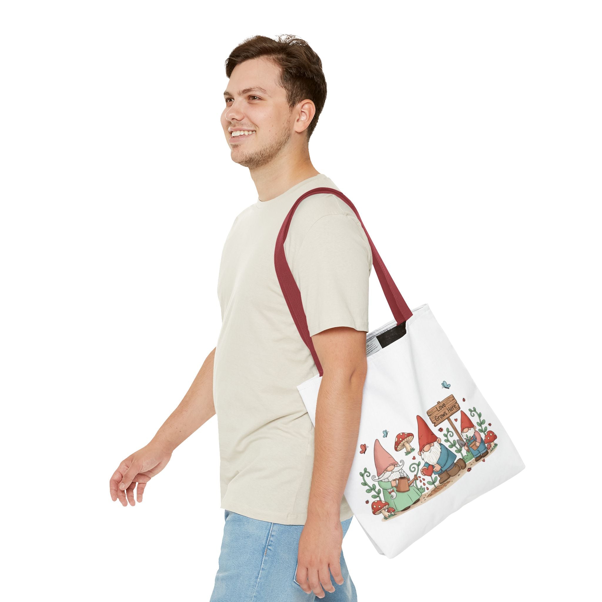 Gnome Garden Tote Bag – Cute Mushroom Gnomes All-Over Print