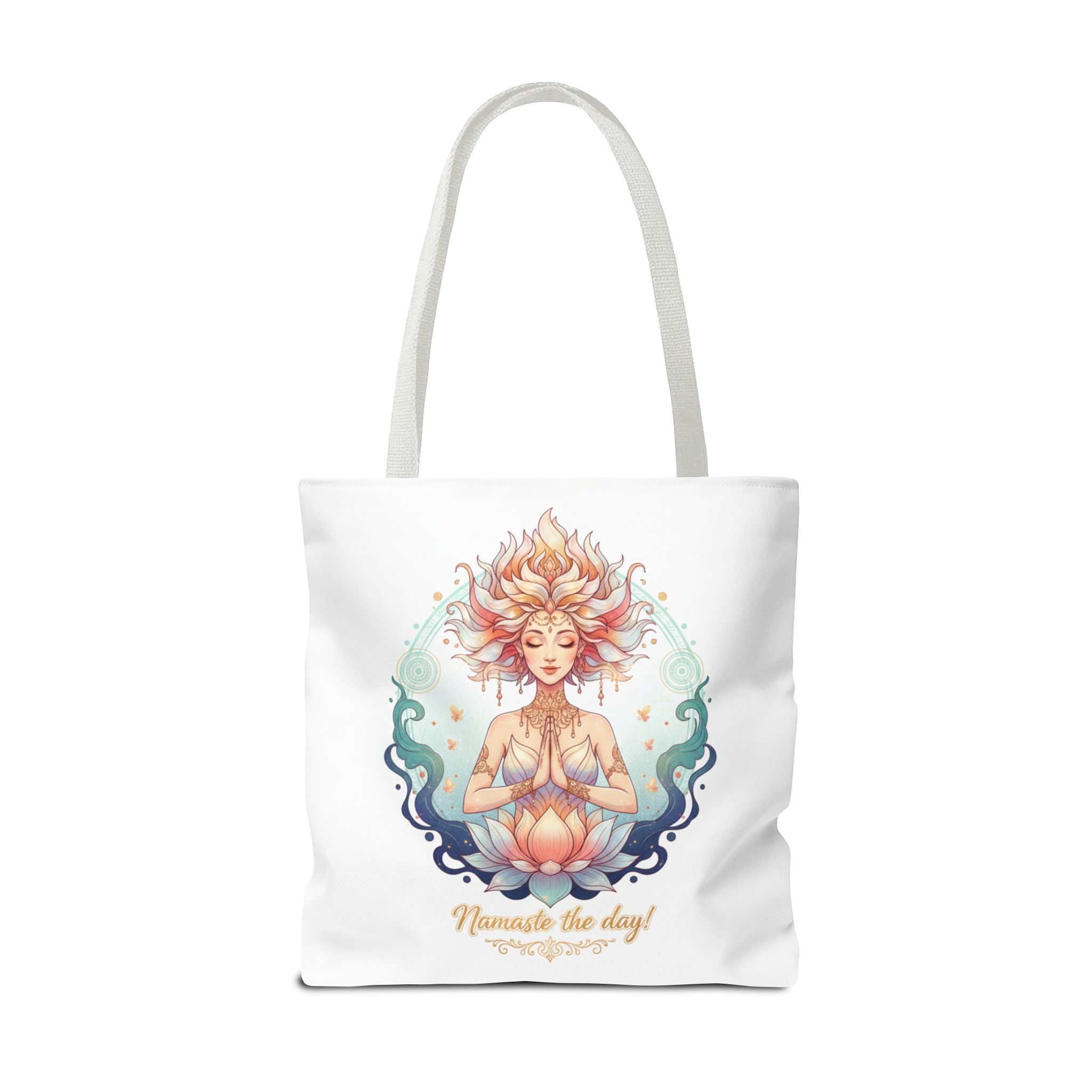 Yoga Lotus Tote Bag — "Namaste the day!" Meditation Canvas Tote
