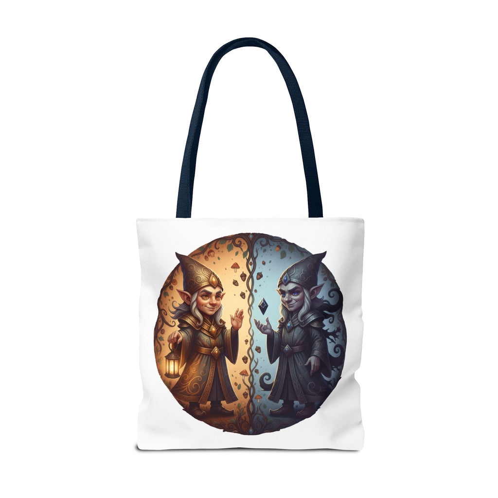 Gnome Duality Tote Bag — Day & Night Fantasy Illustration