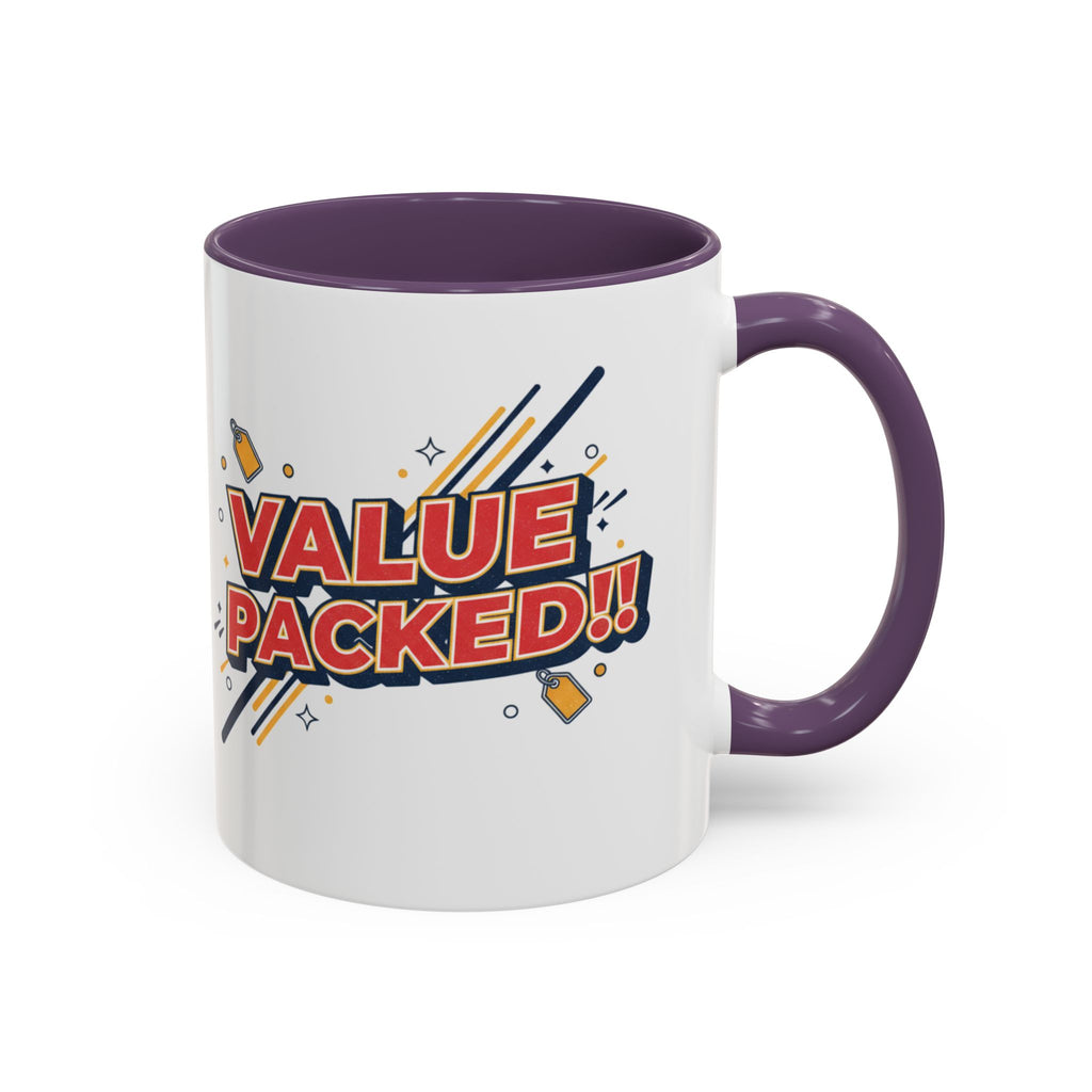 Value Packed!! Accent Coffee Mug — Bold Retro Comic Graphic (11/15 oz)