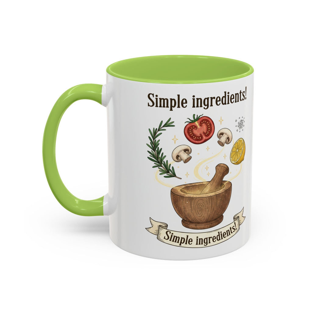 Simple Ingredients Coffee Mug — Cute Kitchen Mortar & Herbs Ceramic Accent Mug