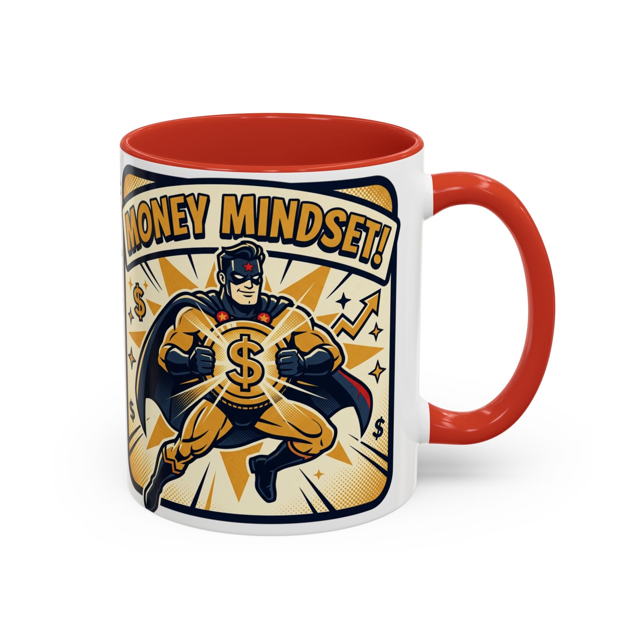 Money Mindset Coffee Mug — Motivational Superhero Design (11/15 oz)