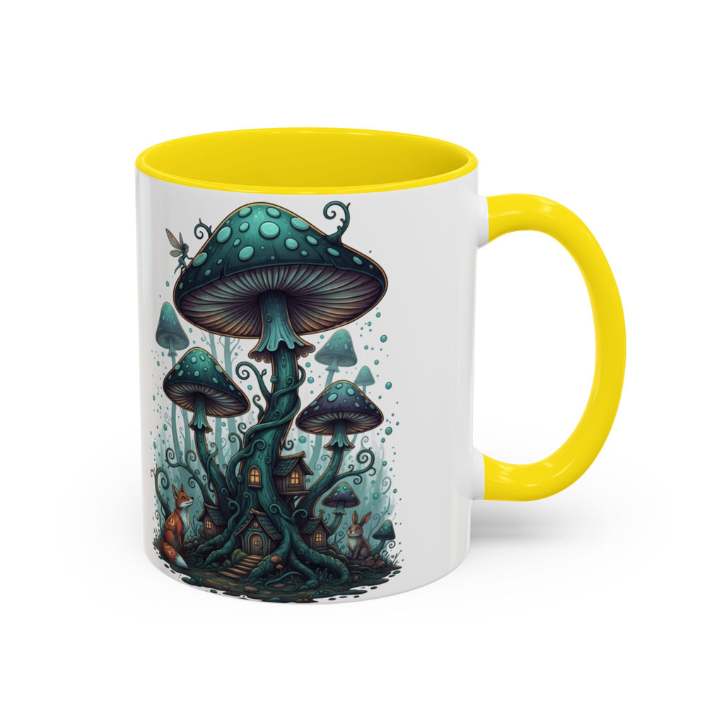 Enchanted Mushroom Cottage Coffee Mug — Fantasy Forest Accent Mug